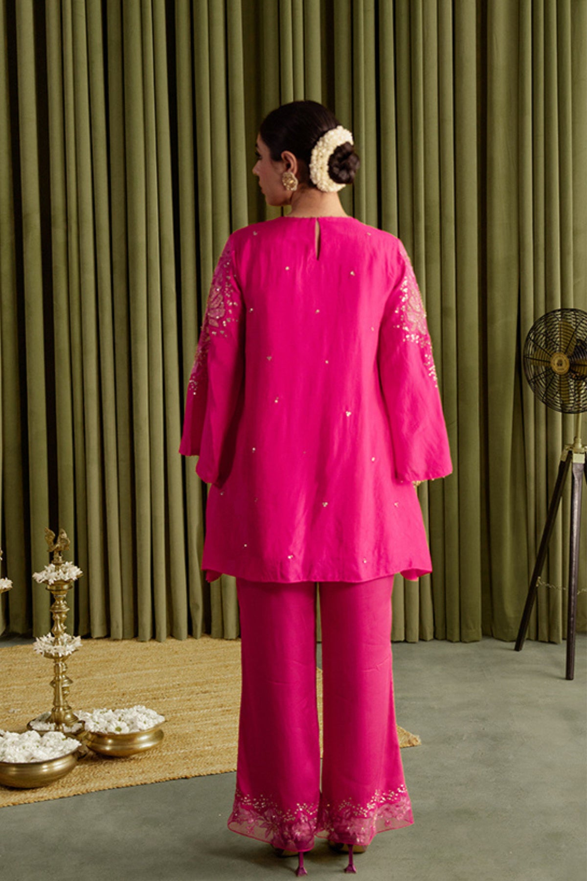 Hot Pink Embroidered Kurta