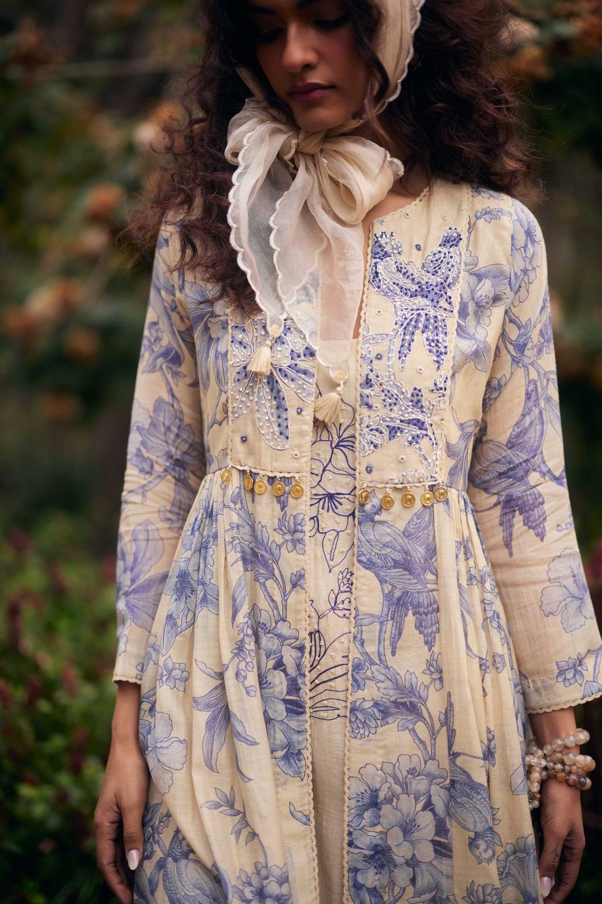 Blue and Ivory Jacket Set