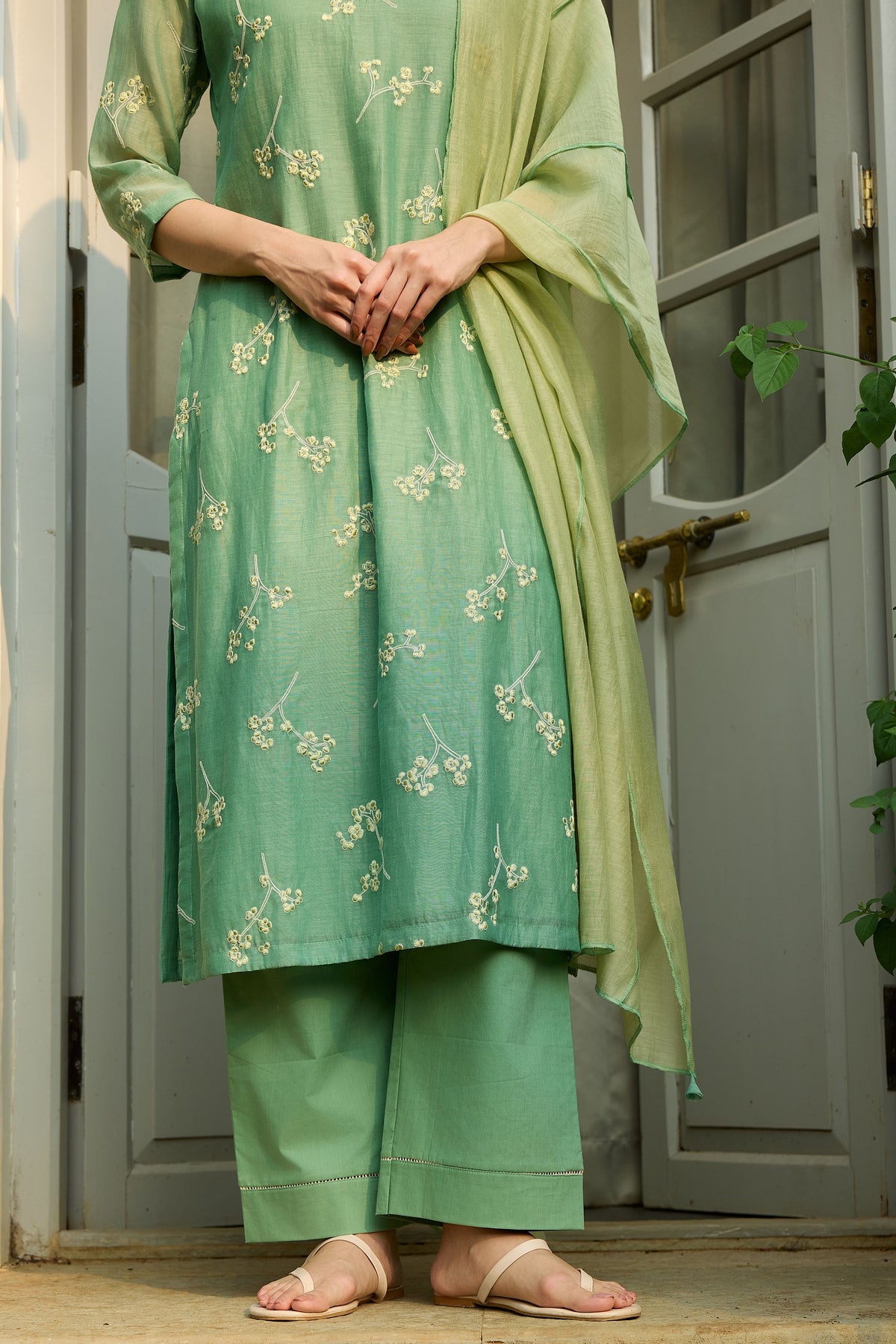 Verdant Floral Embroidered Kurta Set