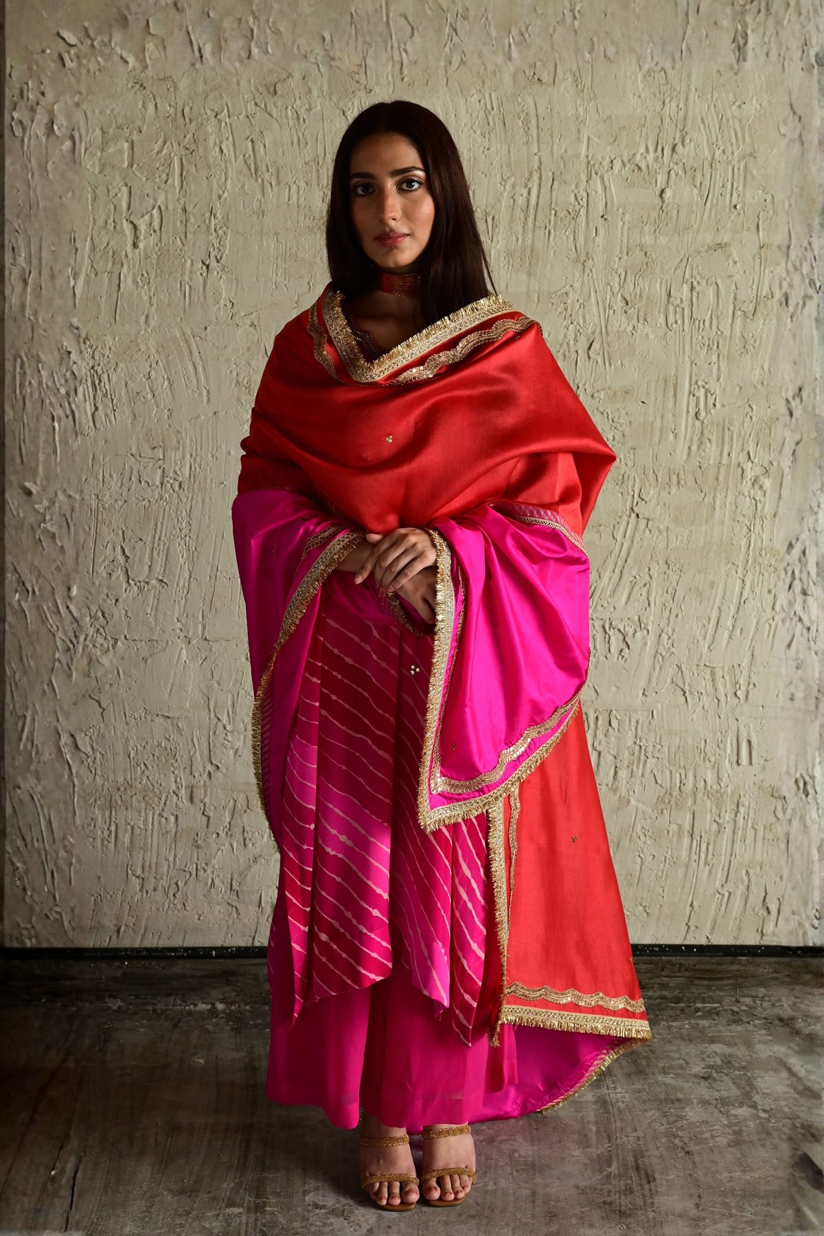 Blush Pink Leheriya Pant Set