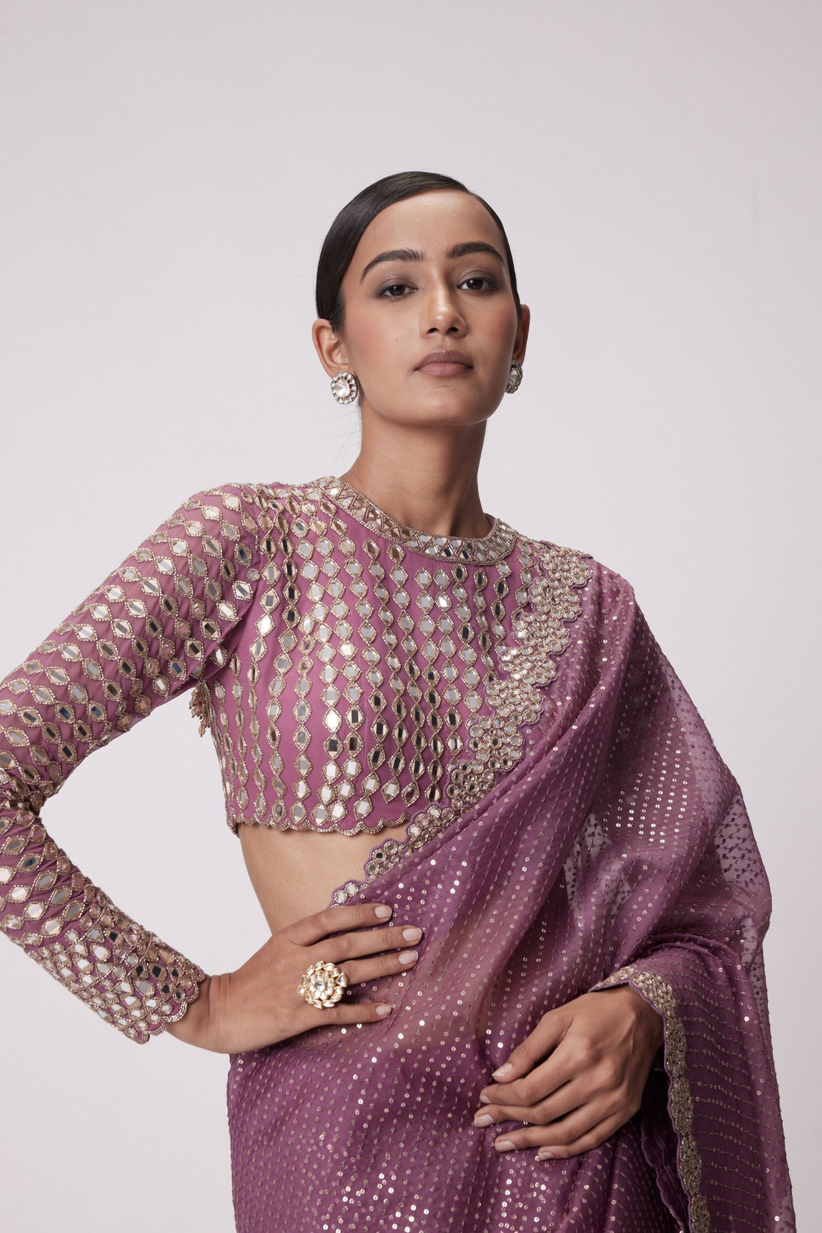 Mud Mauve Saree Set