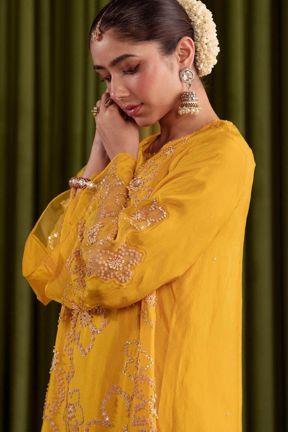 Golden Yellow Embroidered Kurta Set