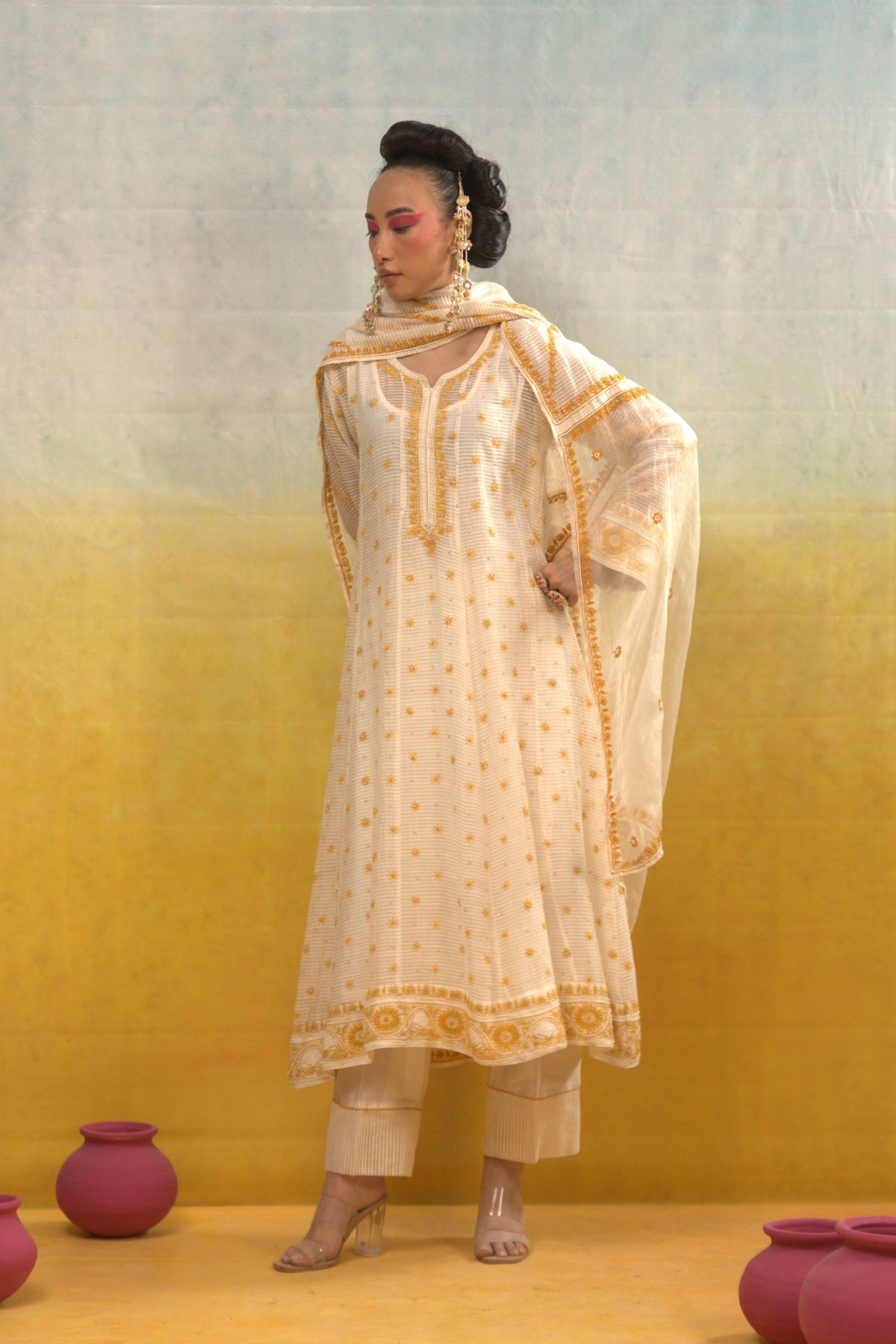 Ivory Anarkali Set
