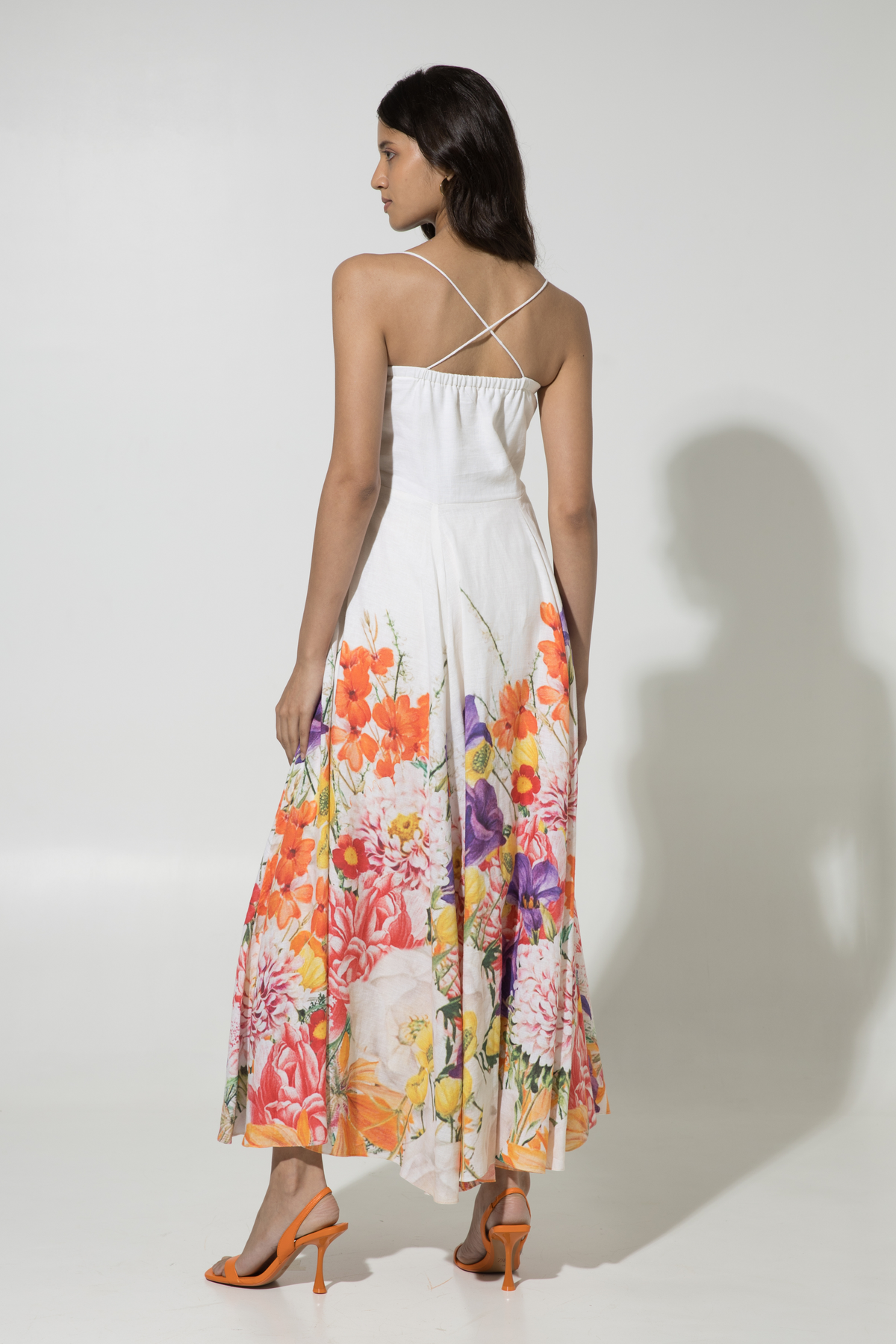 White Isla Strappy Linen Dress