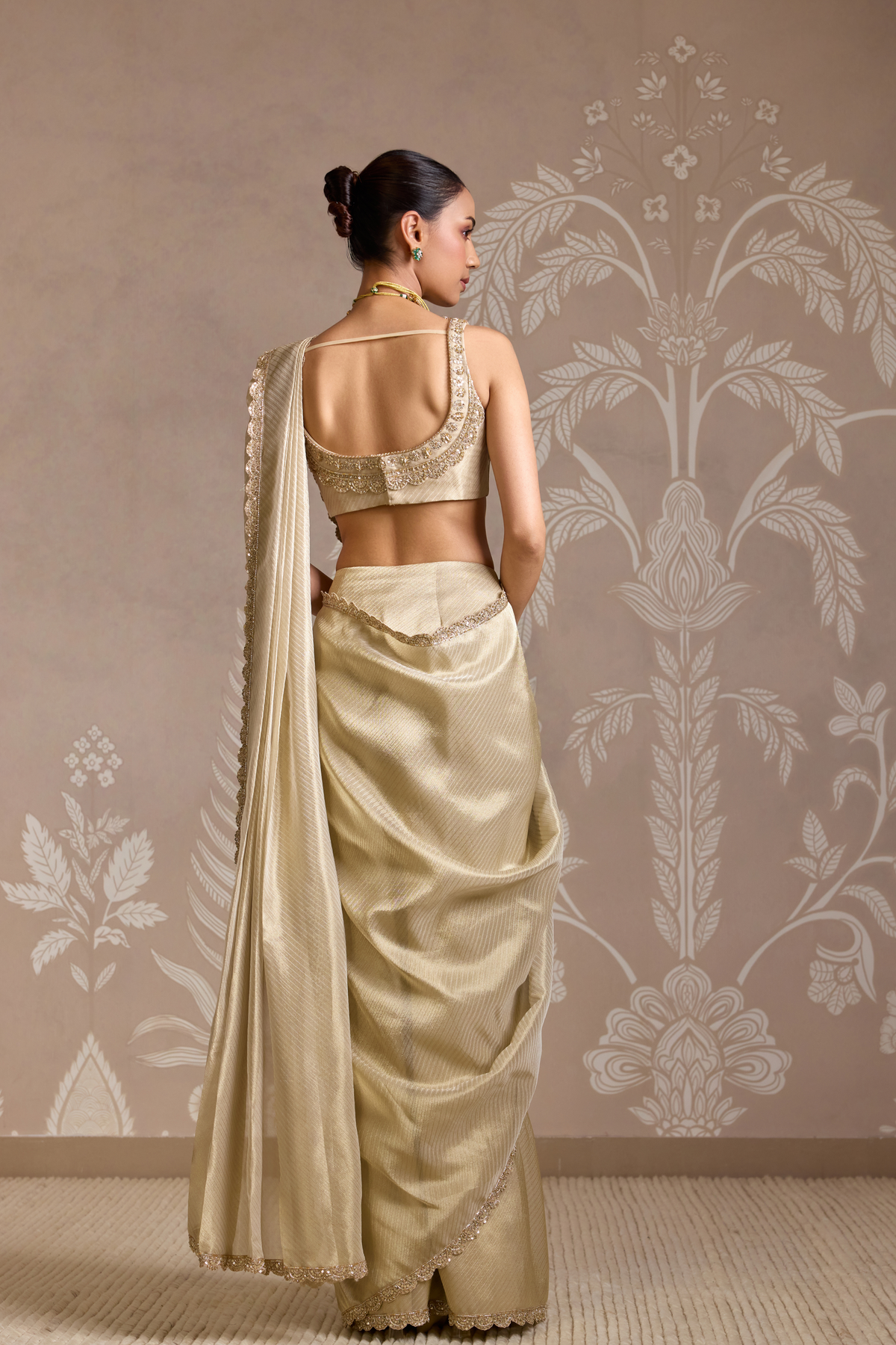 Light Gold Saree Set