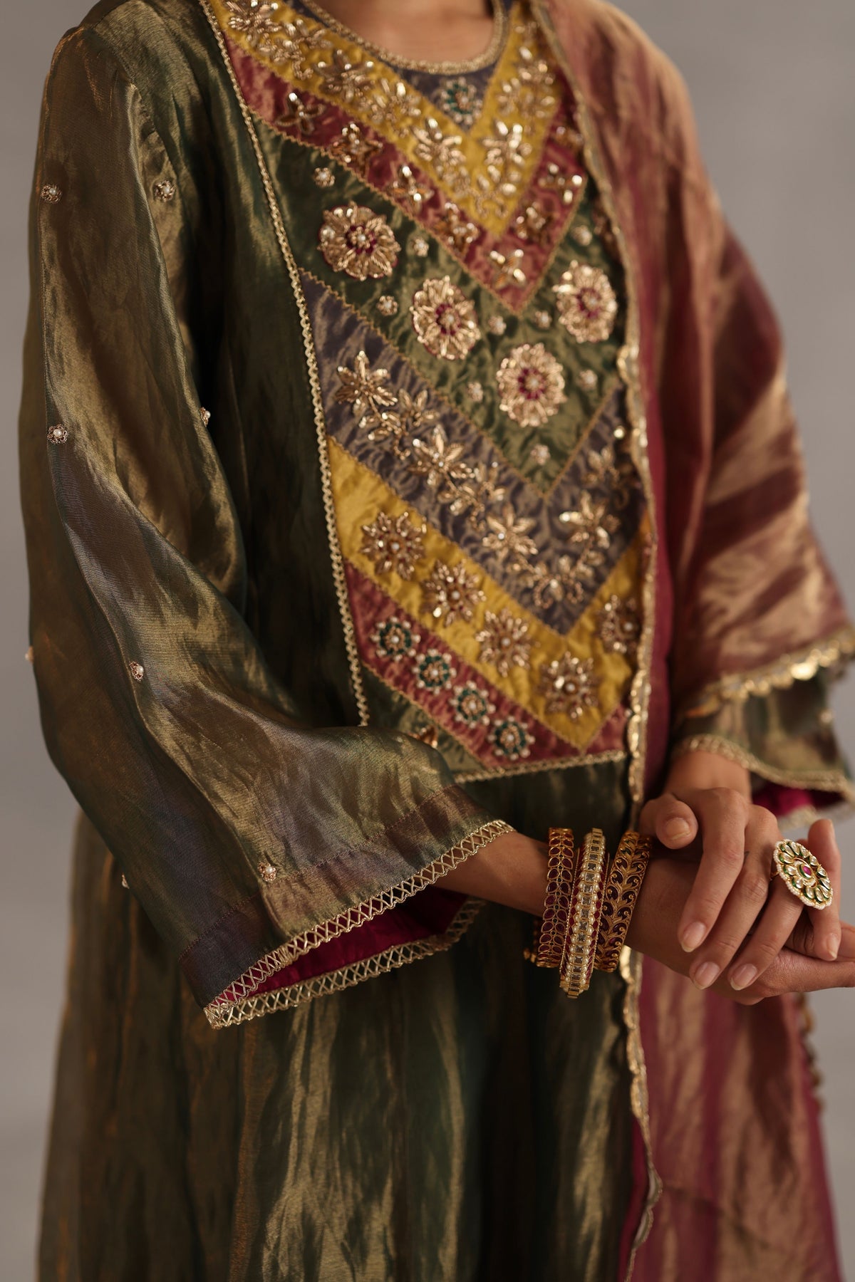 Navratna Olive Kurta Set