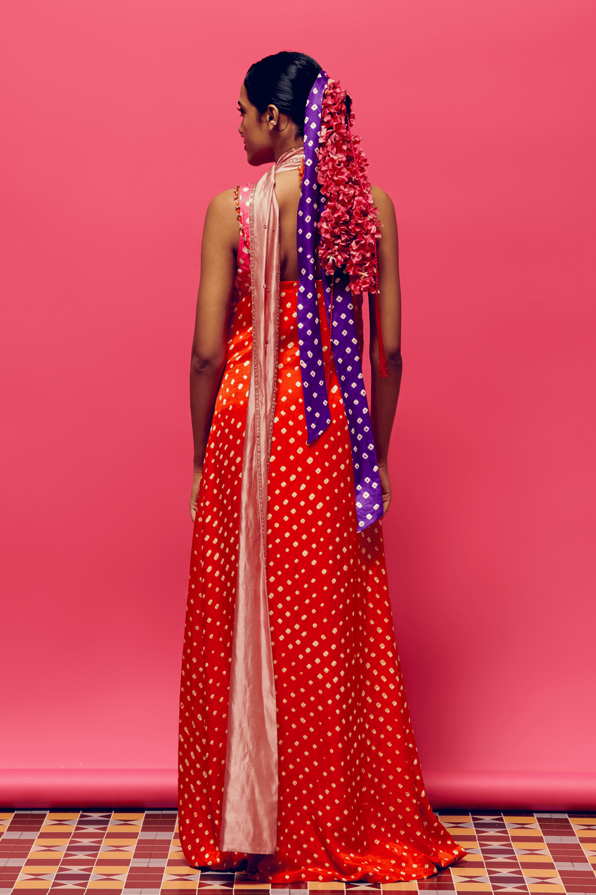 Red Bandhani Gharara Set