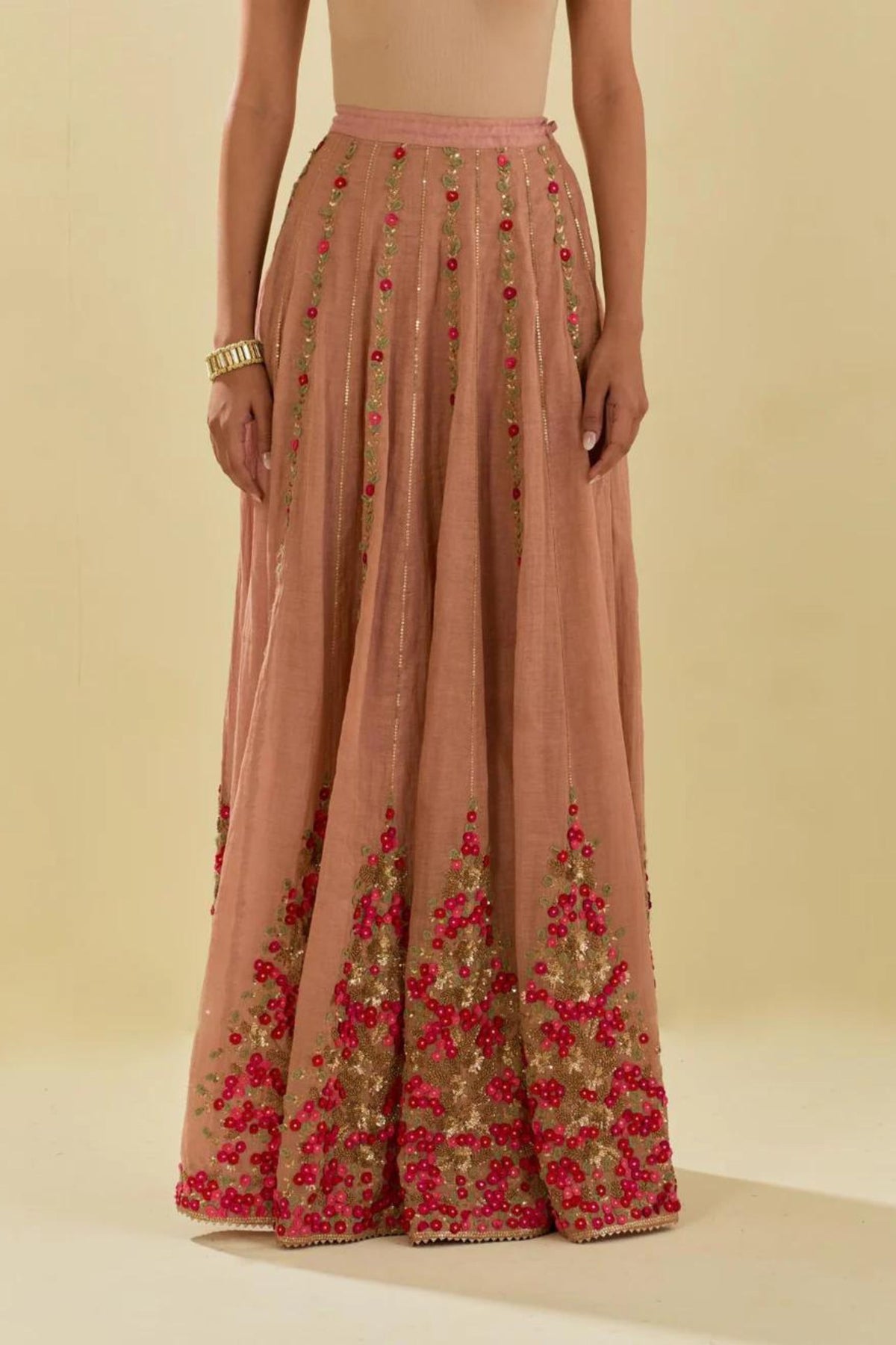 Pink Embroidered Lehenga Set