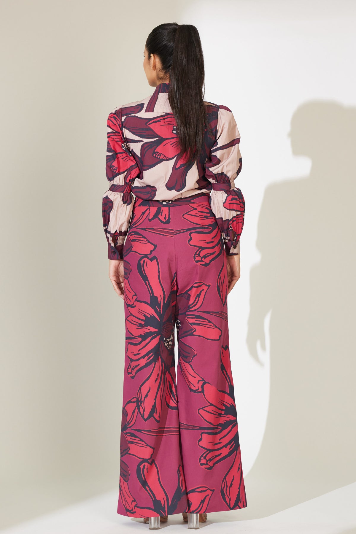 Red and Maroon Floral Pants