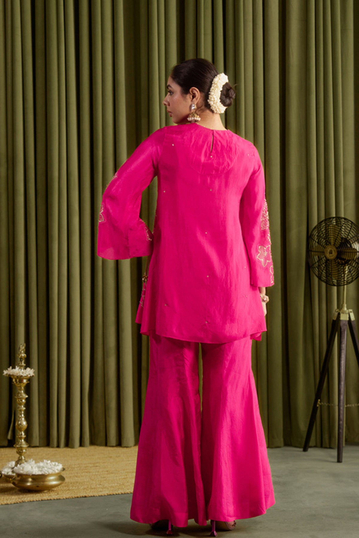 Hot Pink Embroidered Sharara Set