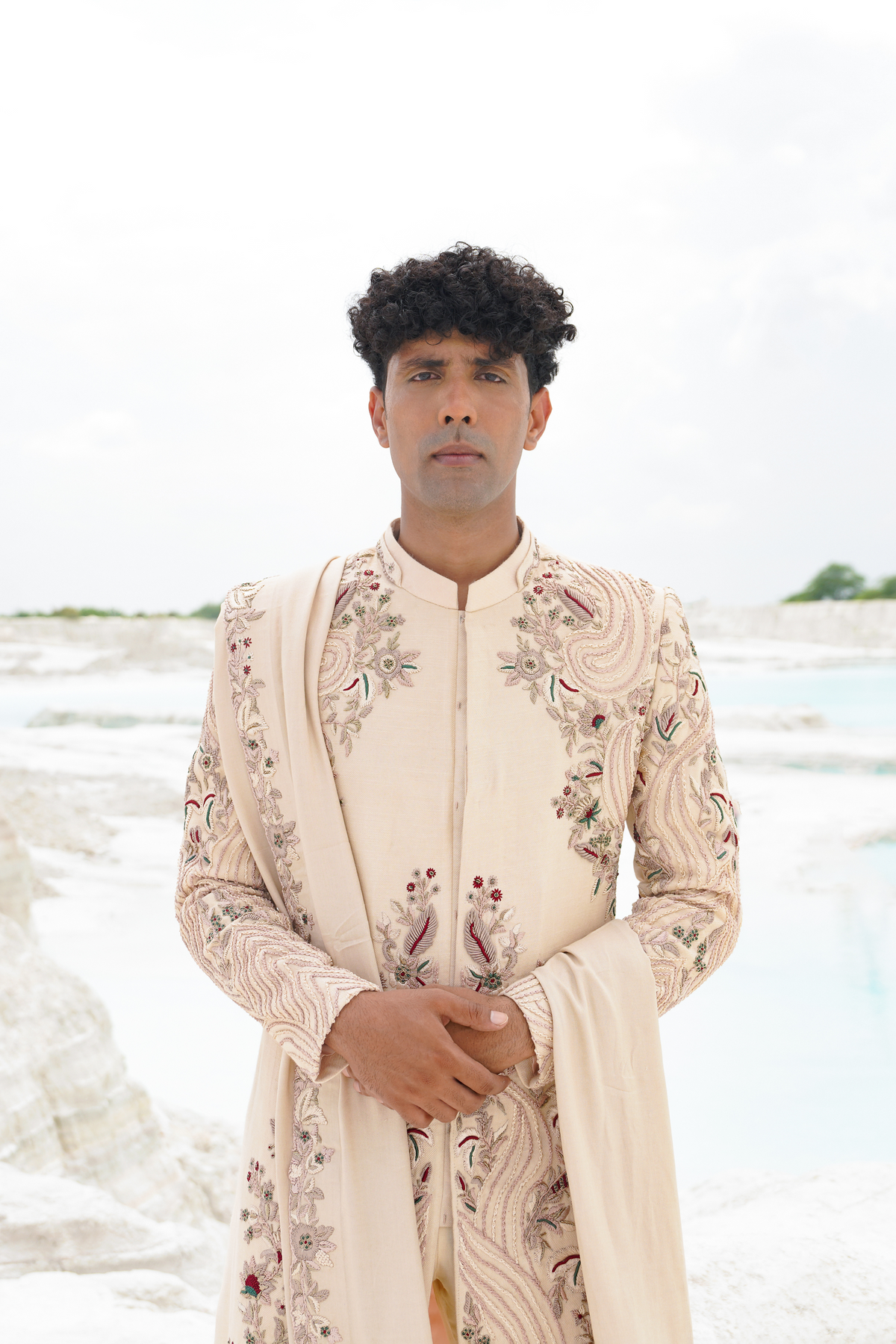 Cream Sherwani Set