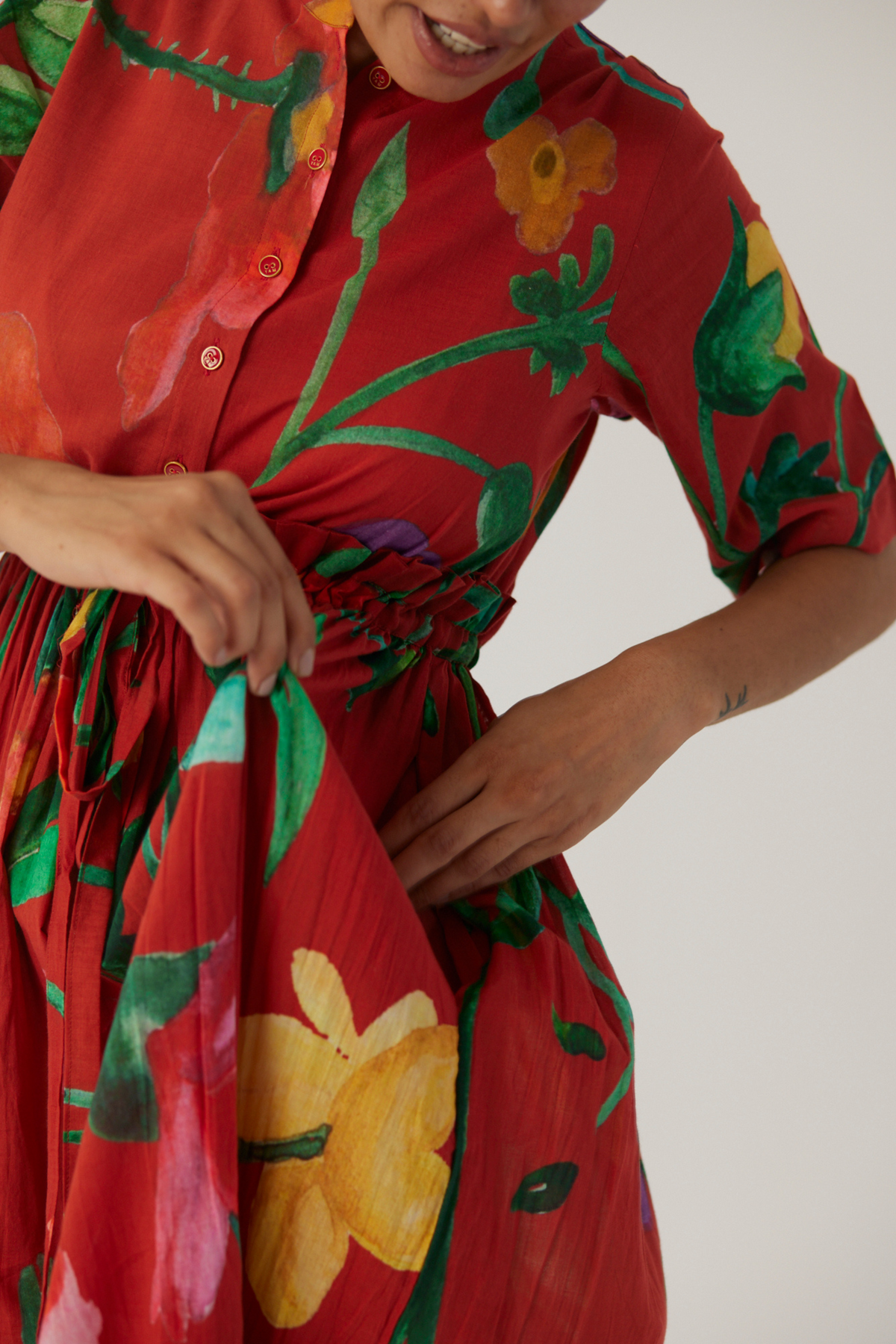 Red Gathered Dress