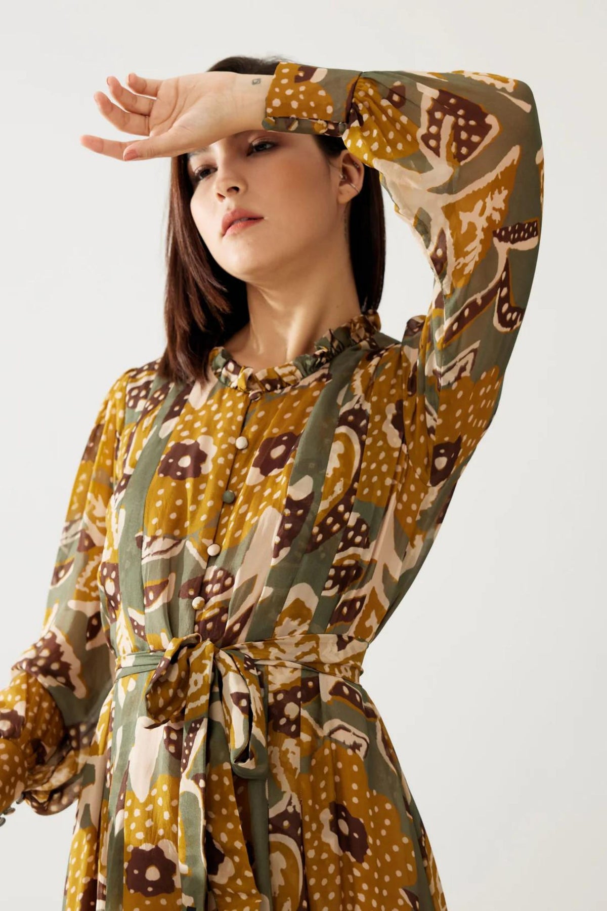 Olive And Mustard Long Dress