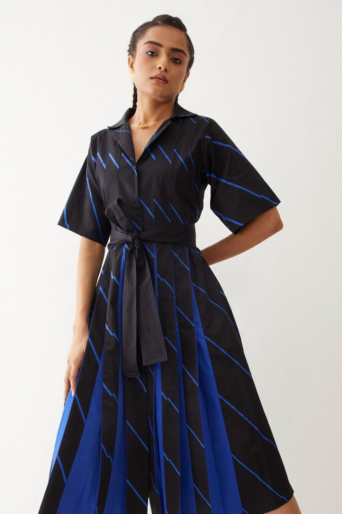 Monaco Dress With Bias Print