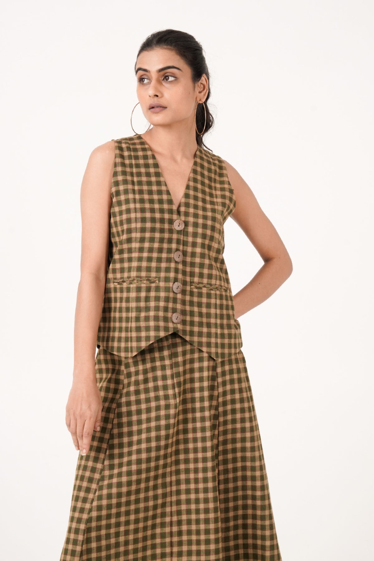 Check Olive Green Co-ord Set