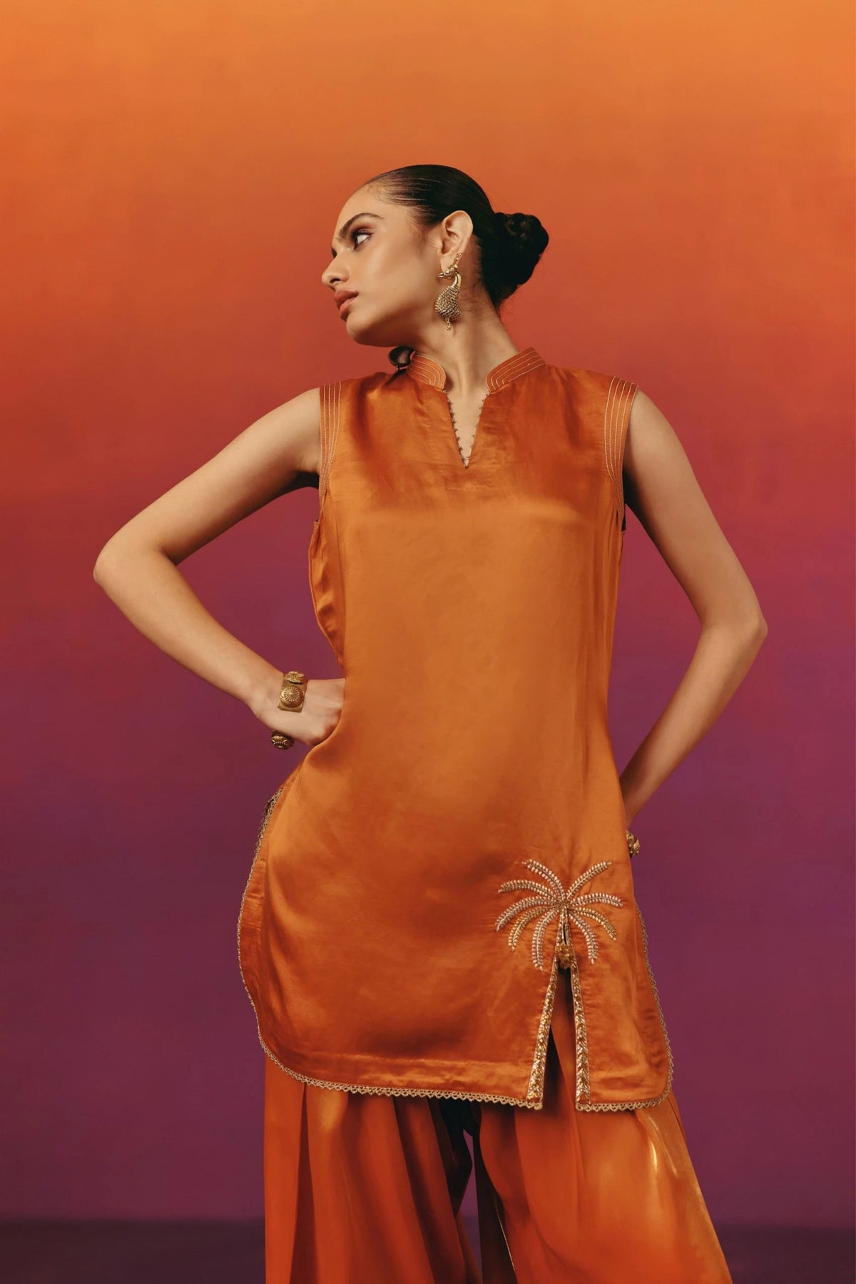 Burnt Orange Farshi Salwar Set