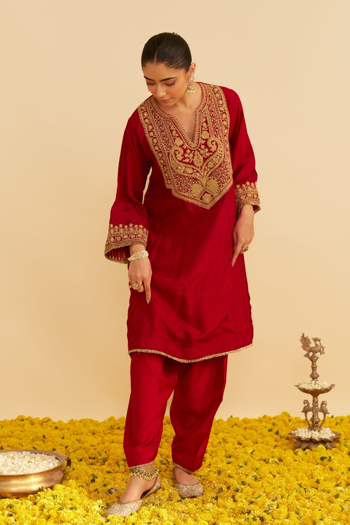 Mehza Red Salwar Set