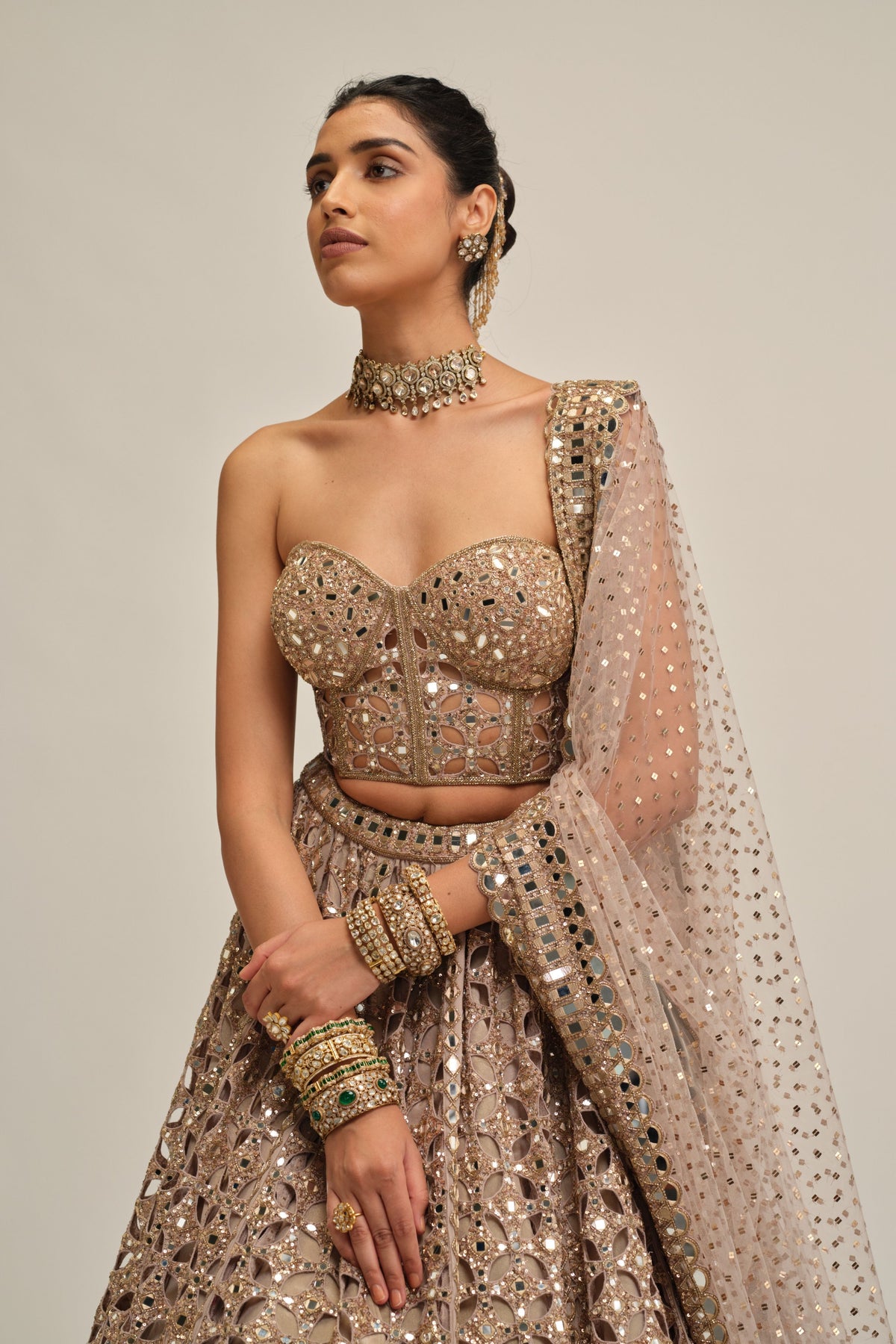Ash Pink Cutwork Lehenga Set