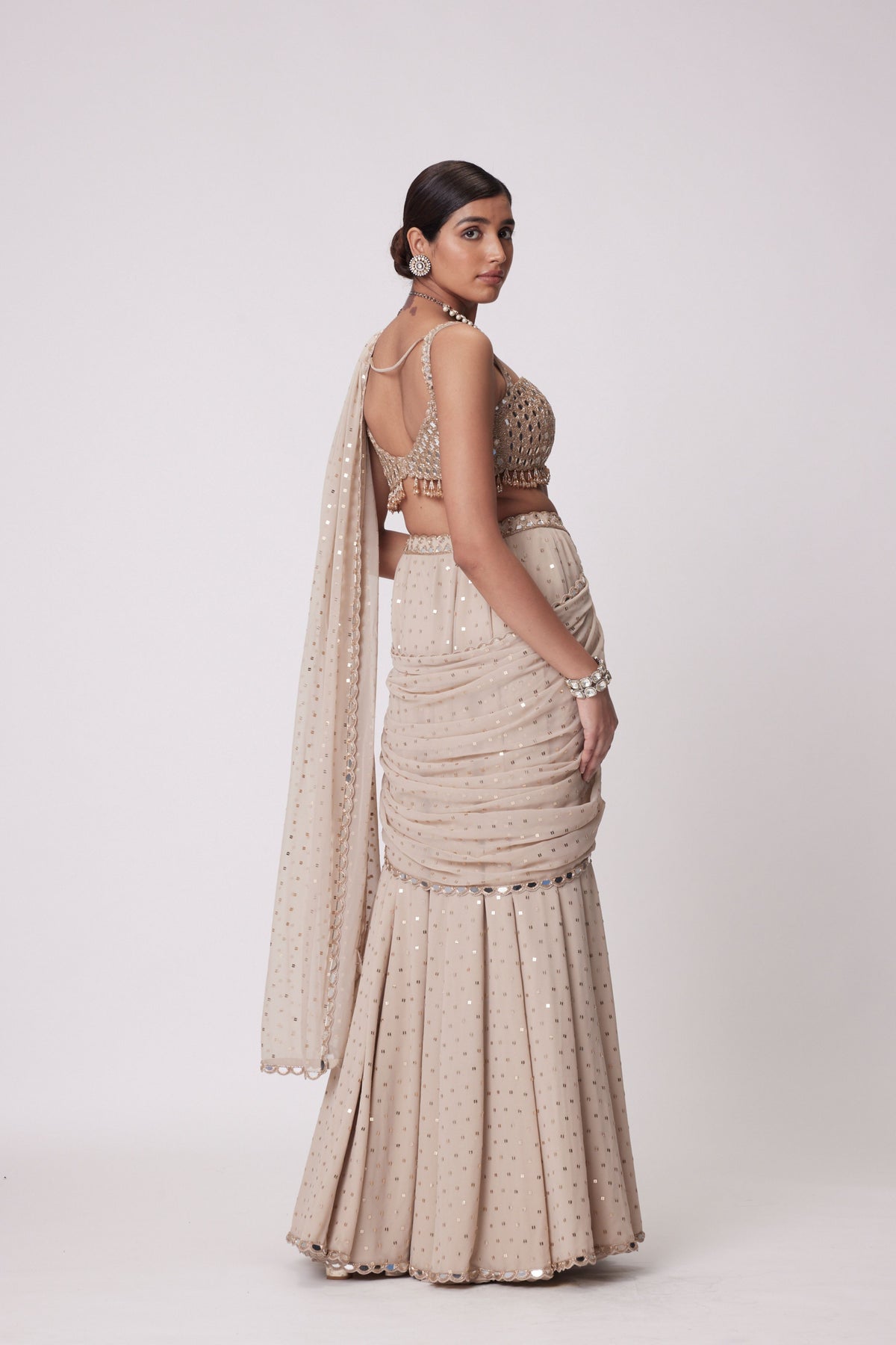 Light Beige Saree Set