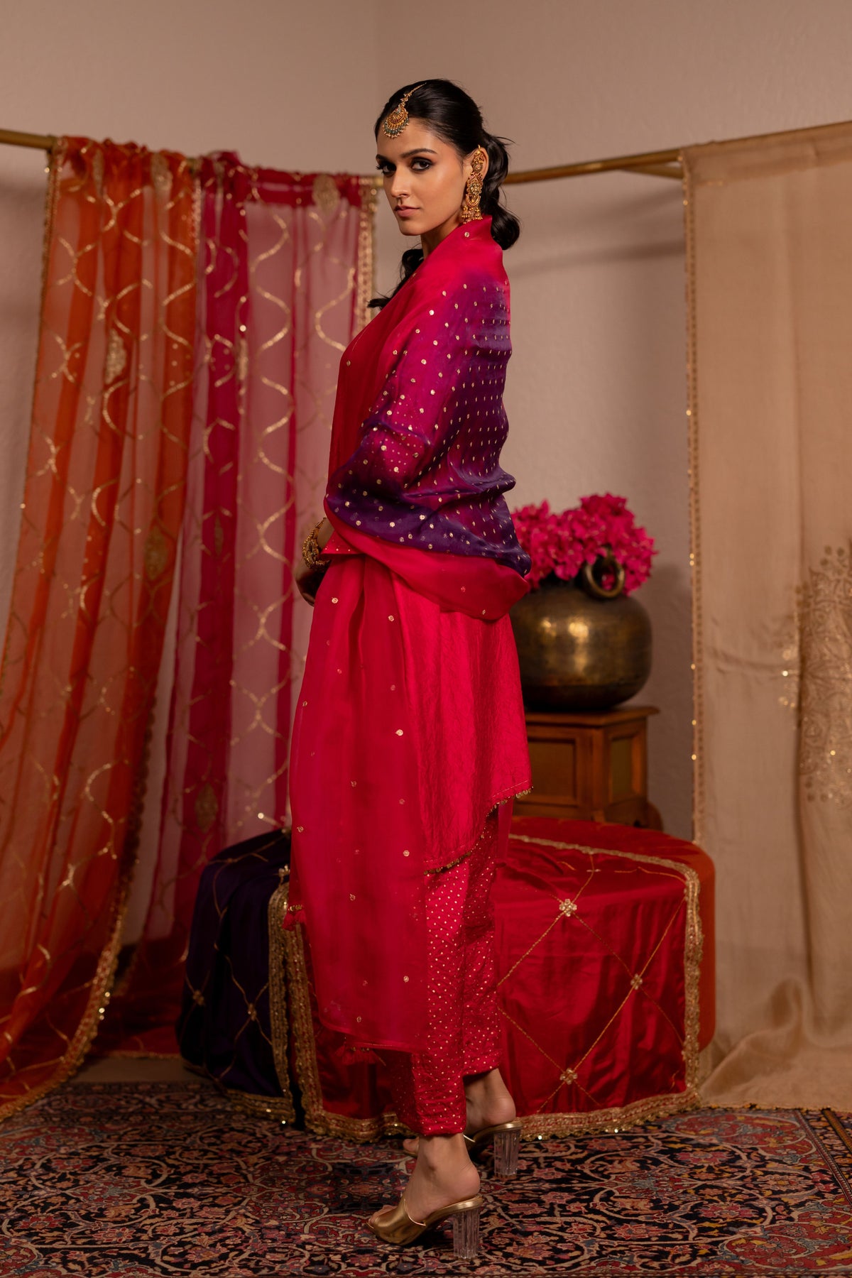 Pink Organza Gul Dupatta