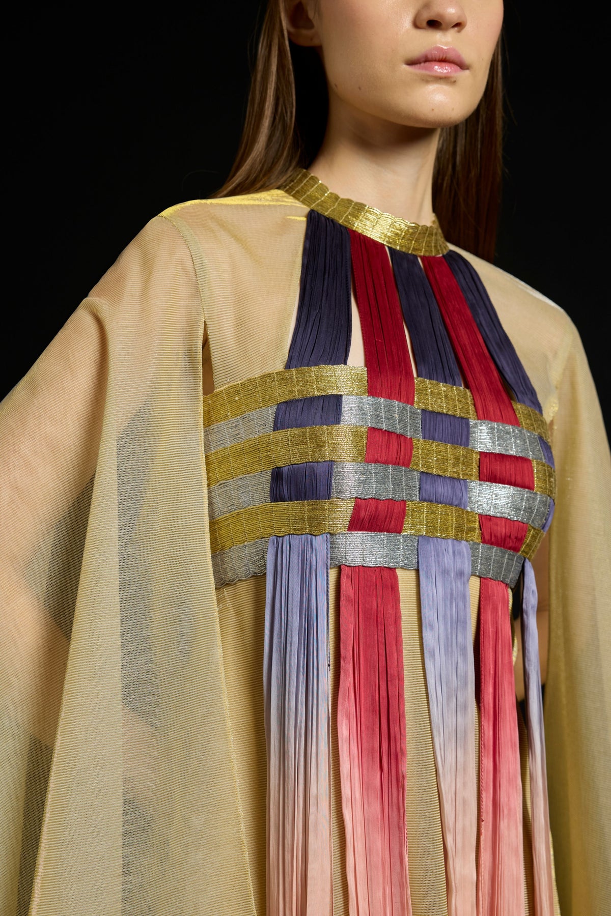 Interwoven Gradient Tulle Kaftan Dress