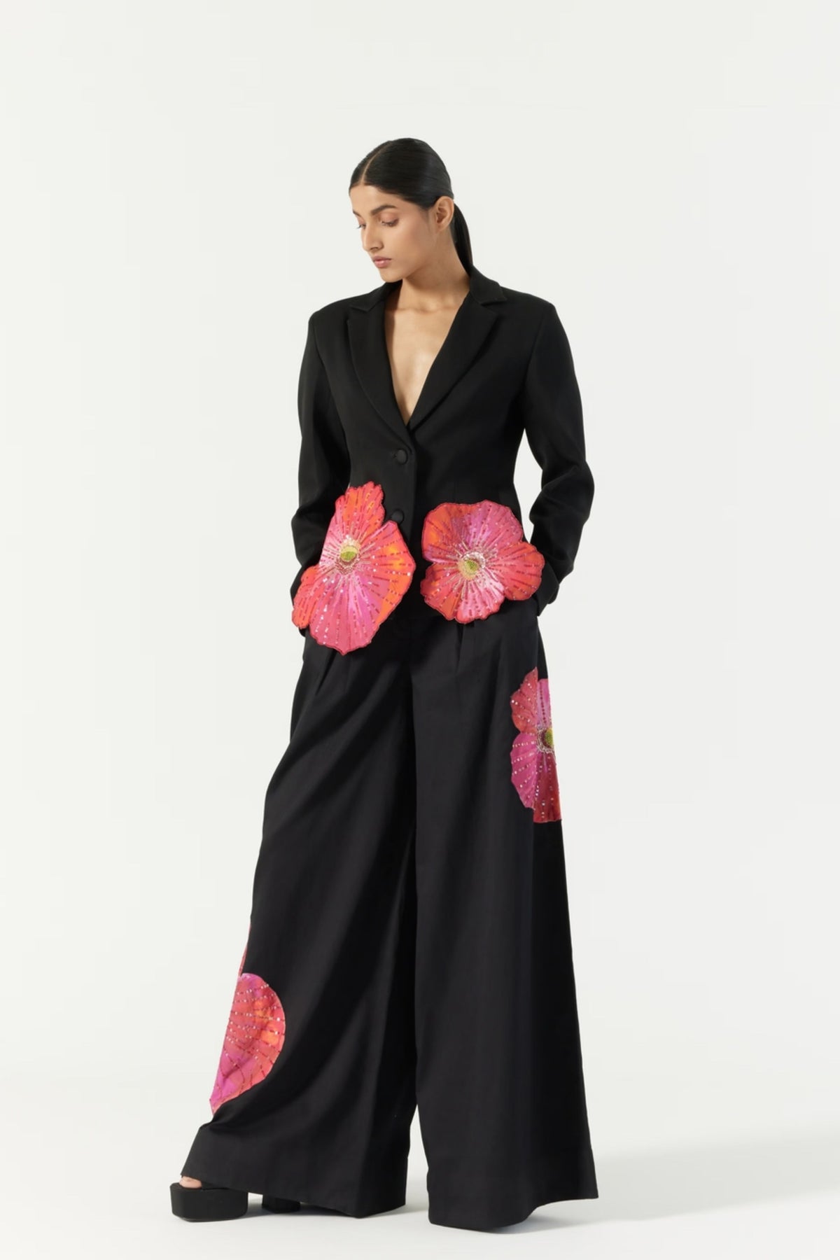 Pansy Printed Hand Embellished Trouser