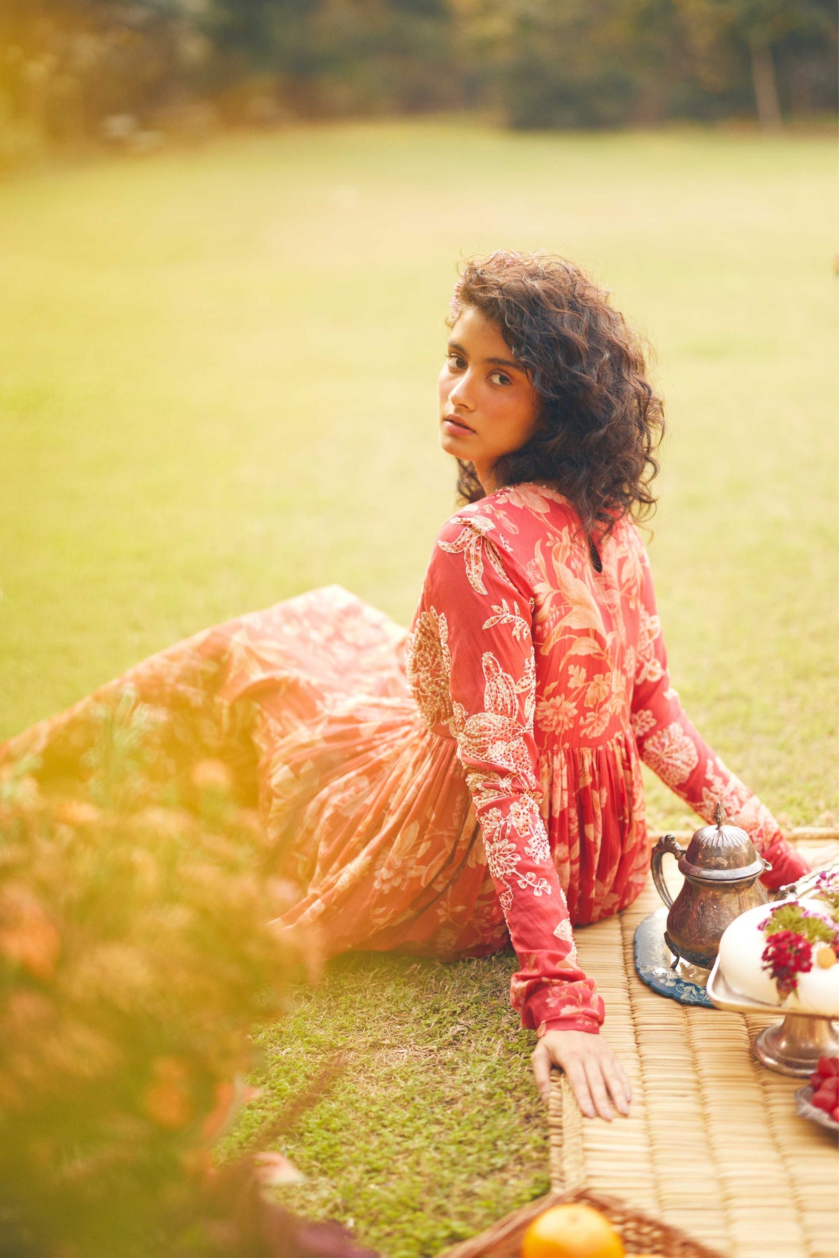 Crimson Red Anarkali Set