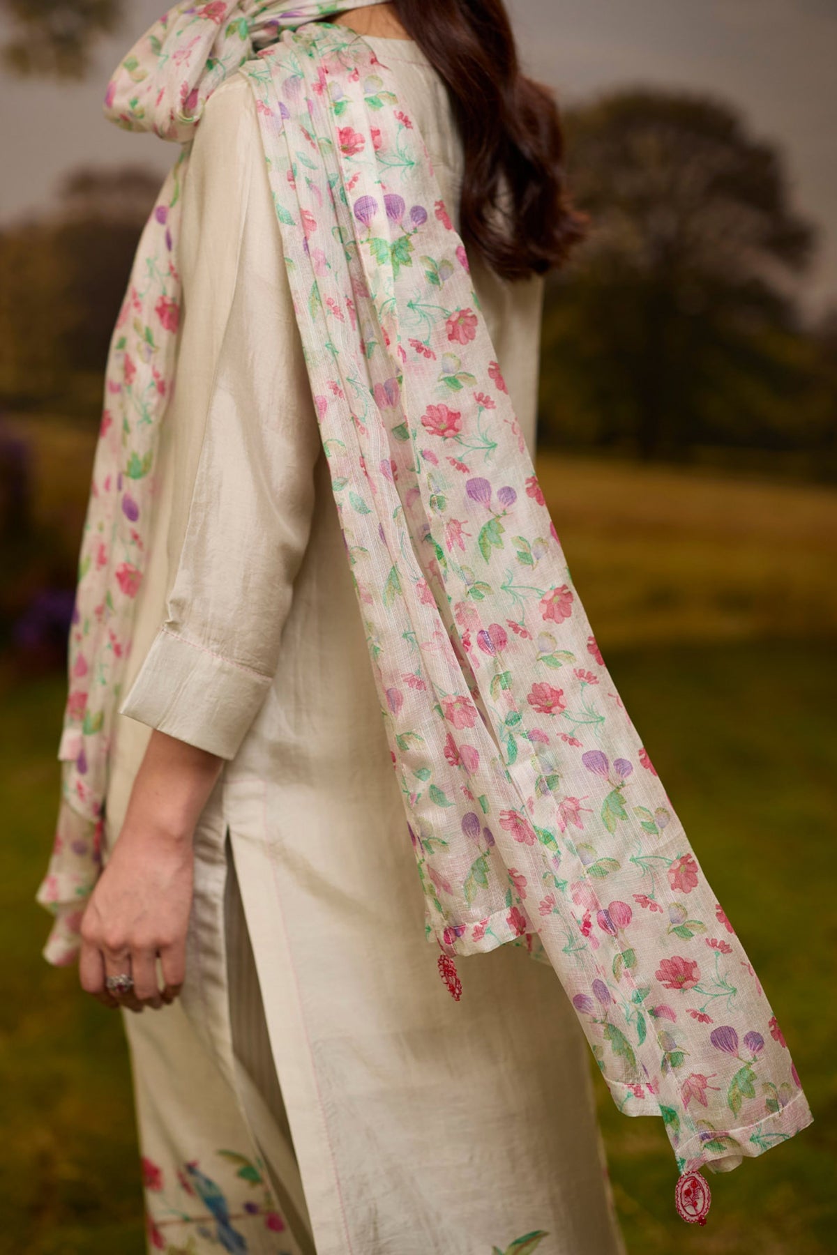 Under the Fig Tree Ivory Dupatta