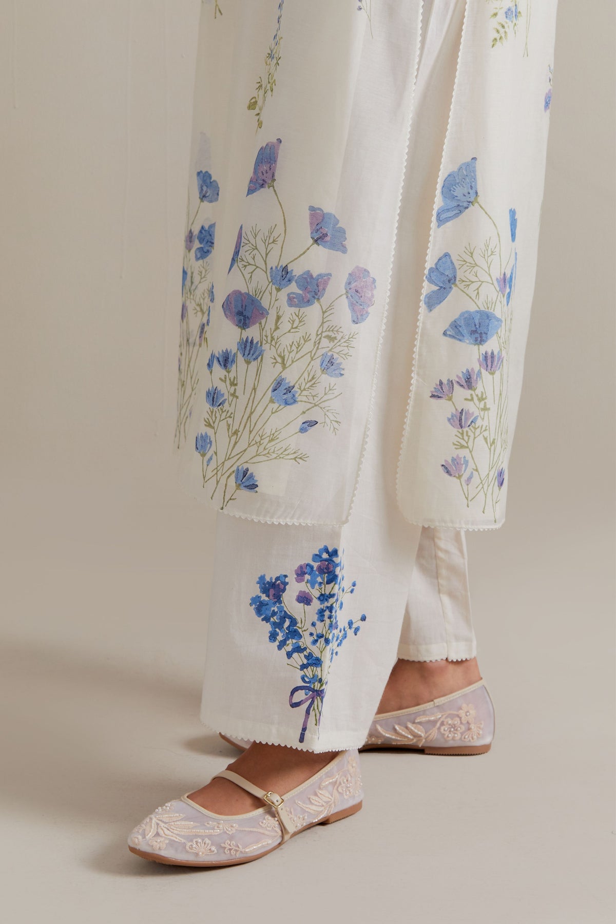 Blue Green Floral Kurta