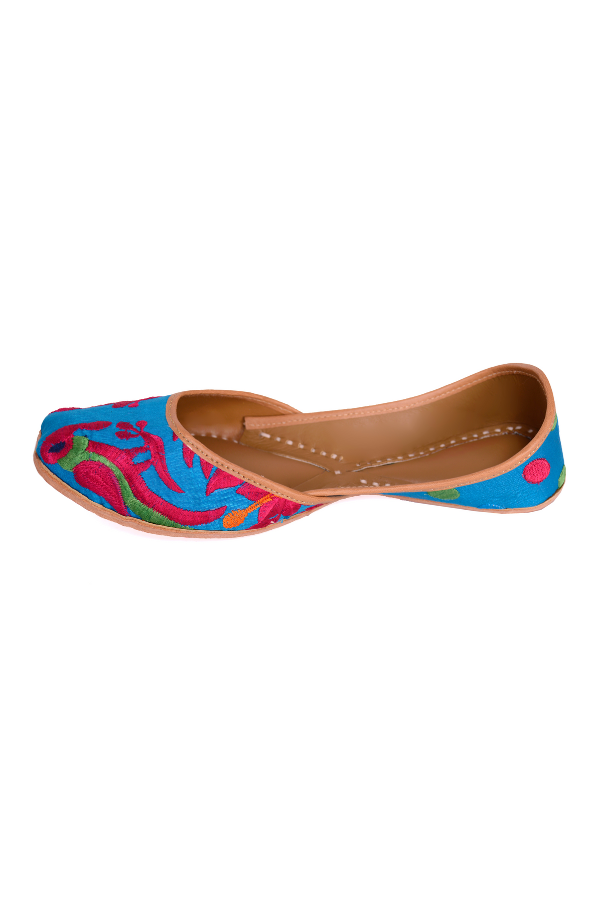 Blue and pink purely parrot jutti