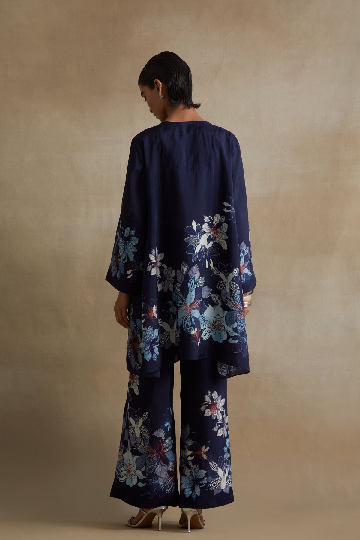 Navy Bold Floral Print Tunic Set