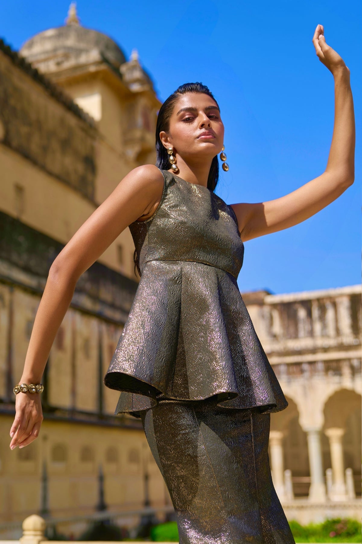 Metallic Skirt Set