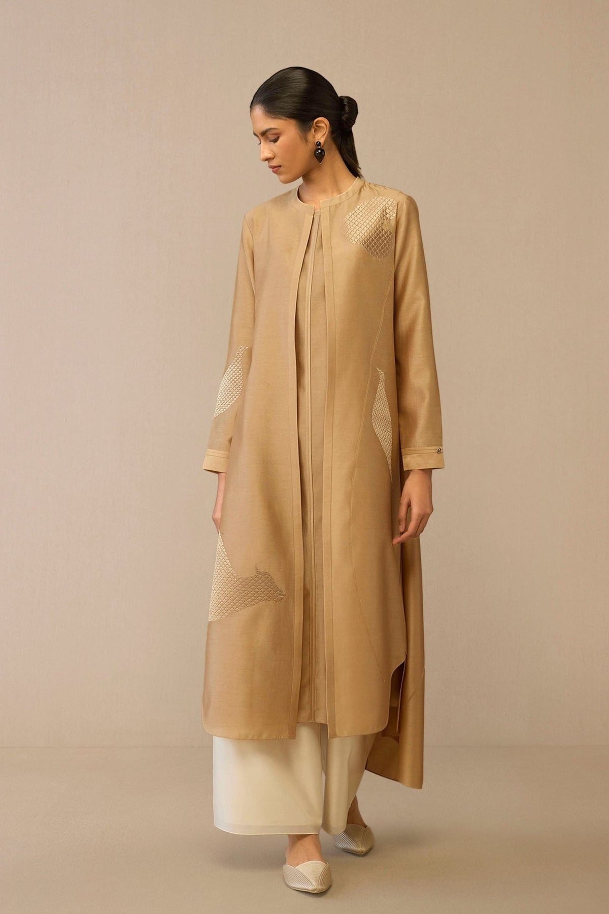 Golden Beige Dilzan Jacket Set