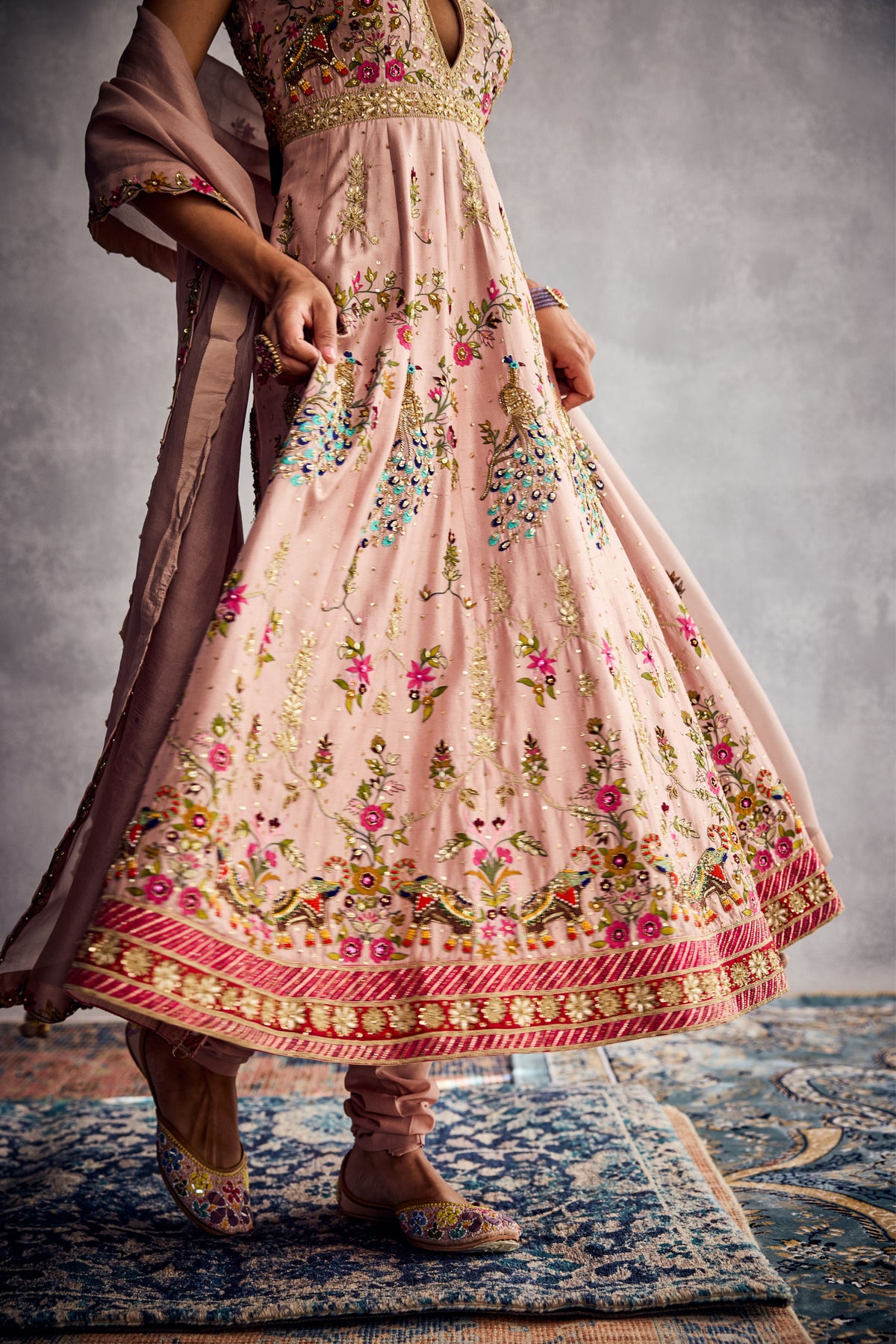 Peach Beige Anarakali Set