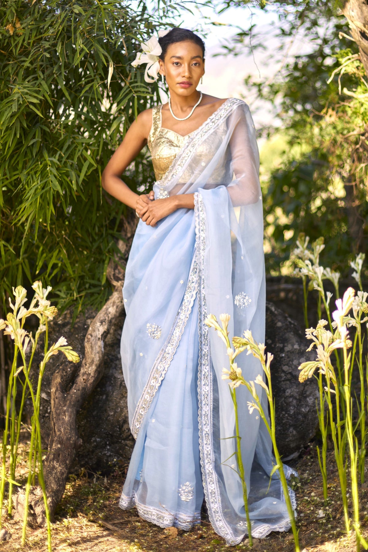Mastani Powder Blue Saree Set