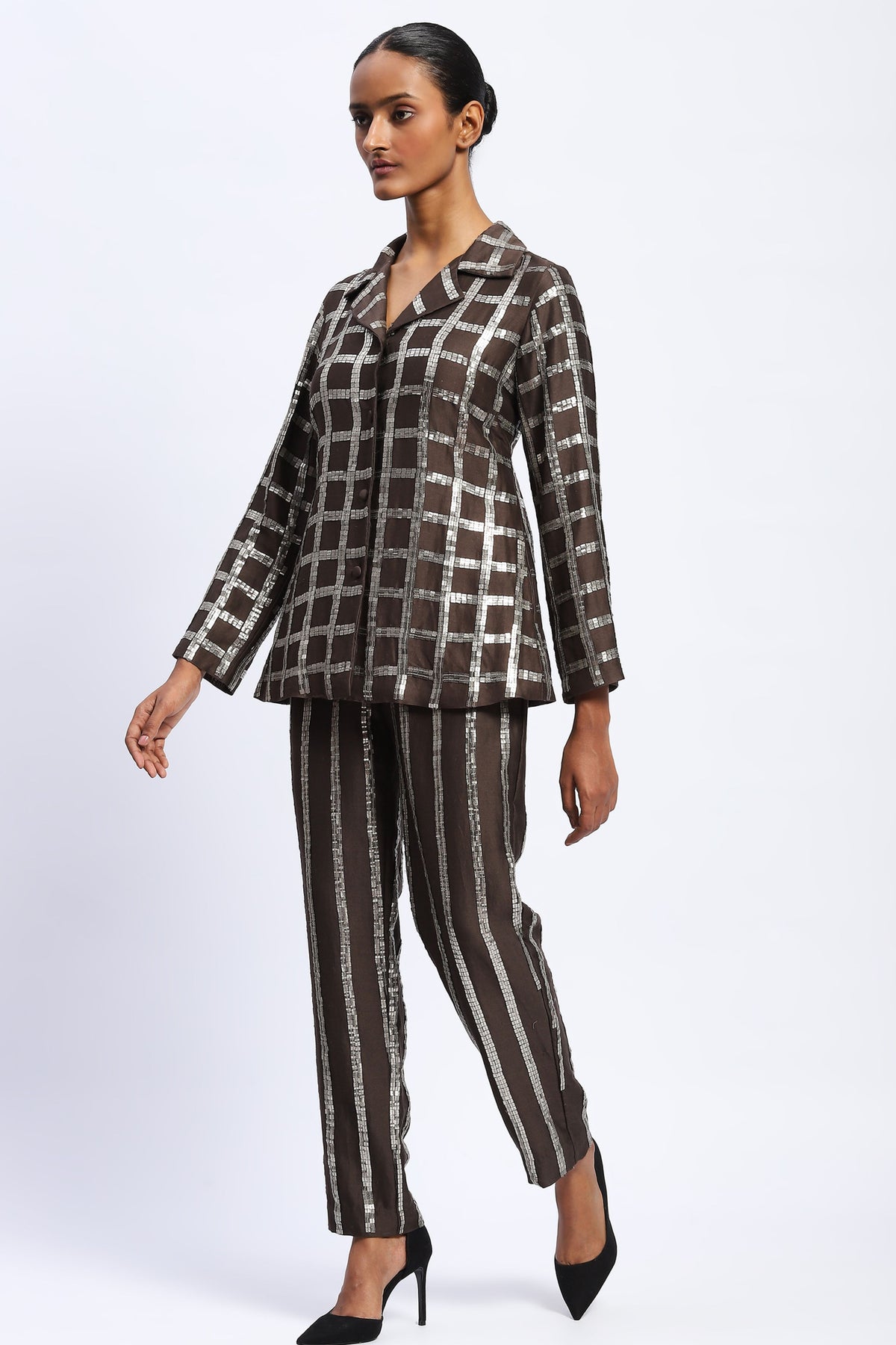 Sequin Windowpane Jacket