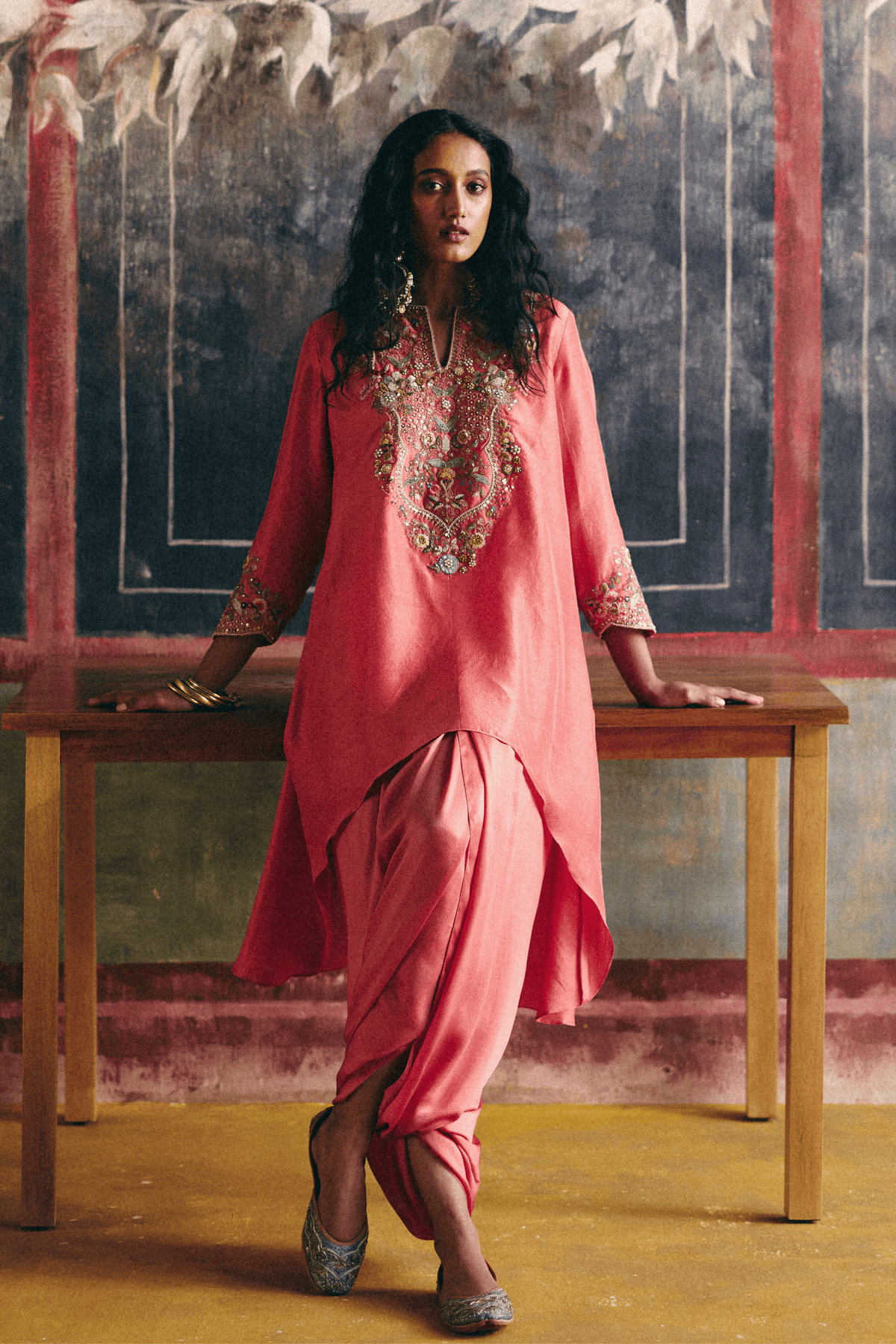 Peach Short Kurti Set