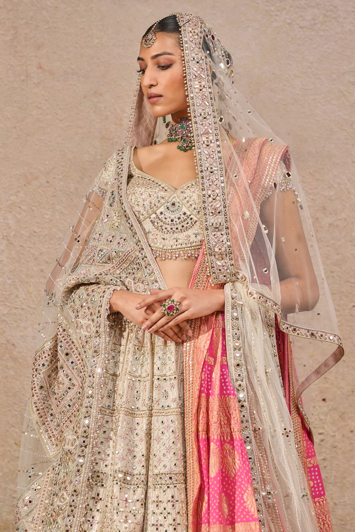 Ivory Hand Embroidered Lehenga Set