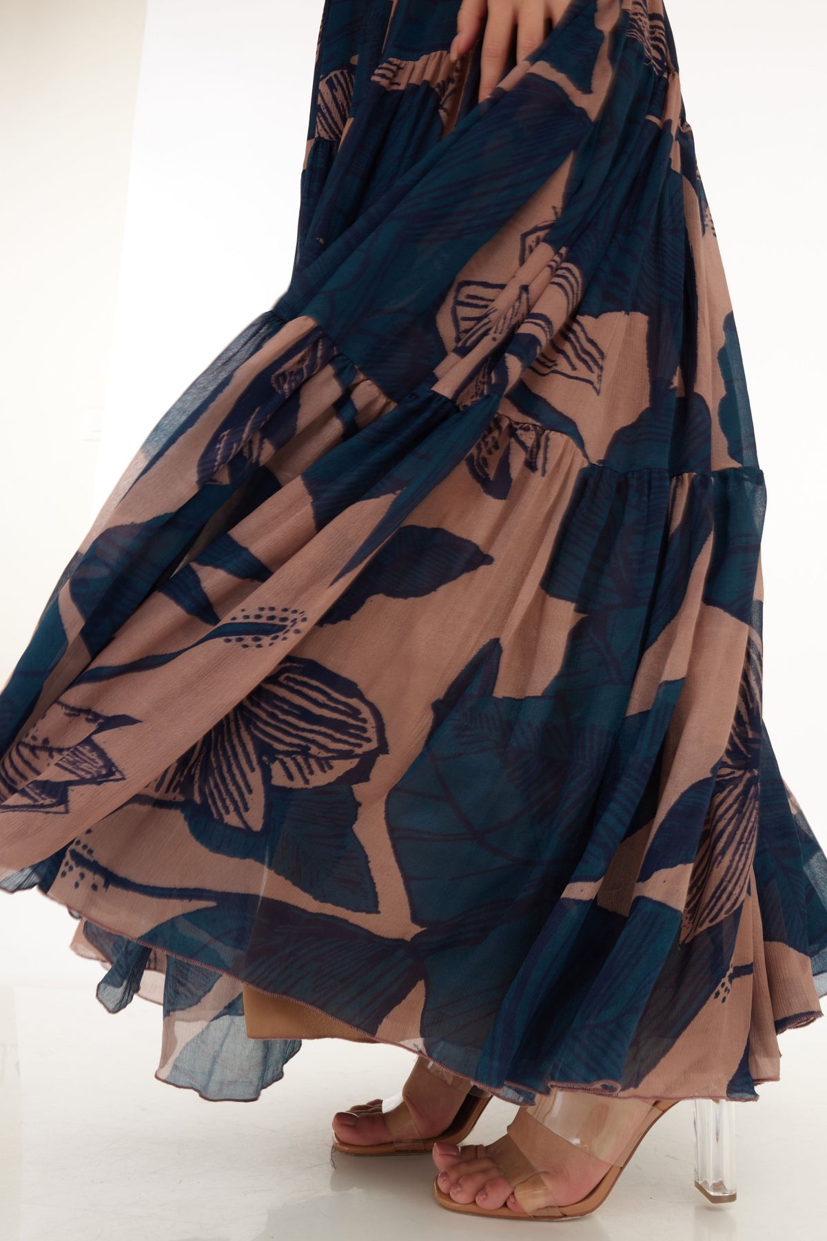 Orange and Blue Floral Skirt