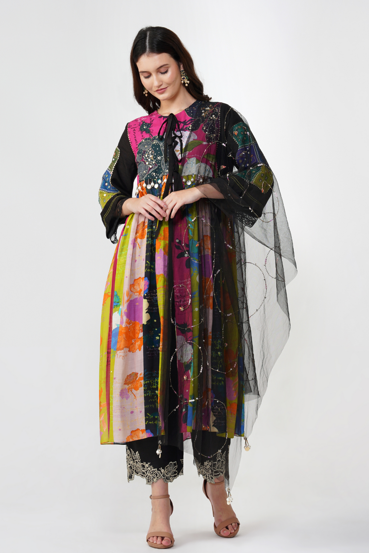 Banjara Bloom Anarkali Set With Sparkly Dupatta