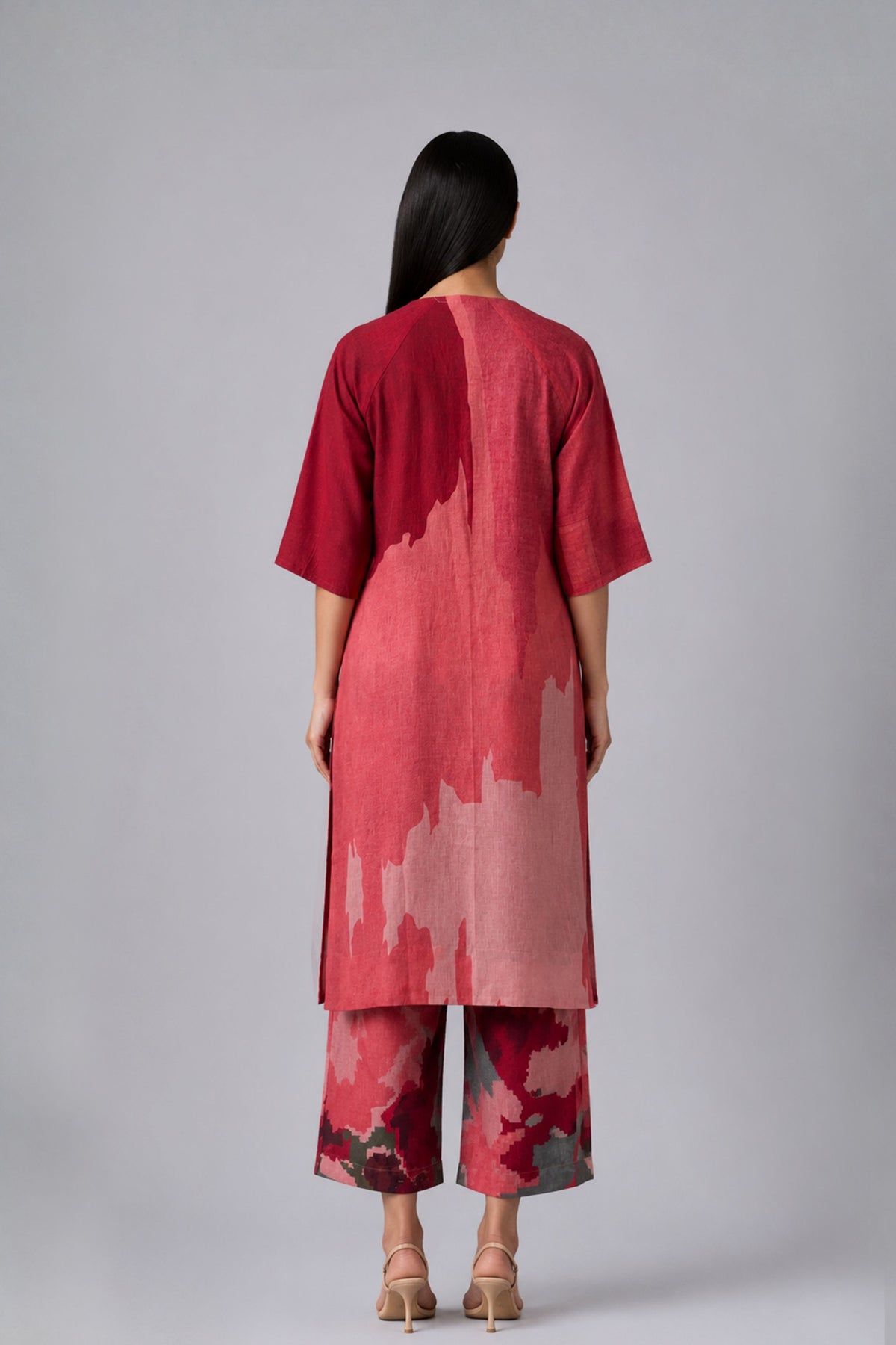 Ikat Red Kurta Set