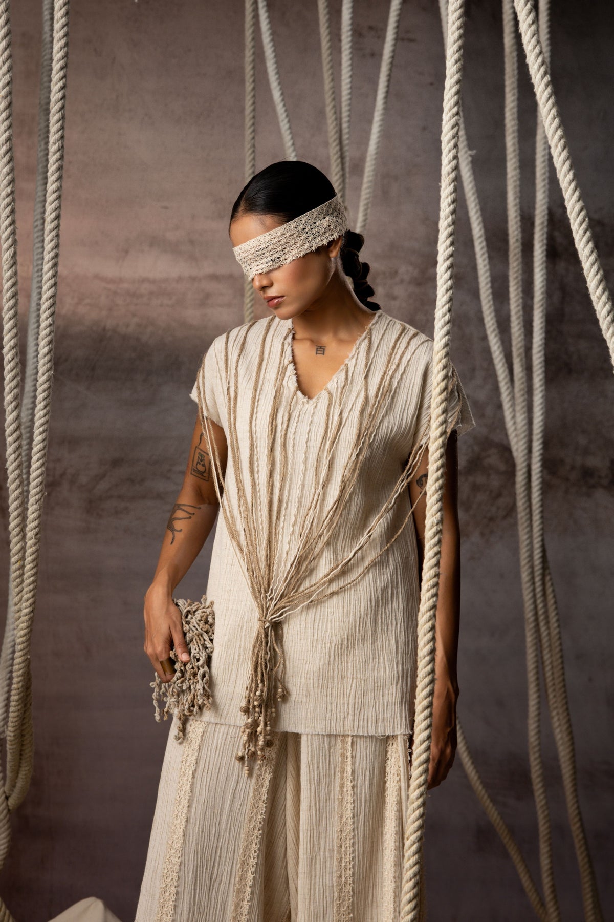 Ivory Crushed Trousers