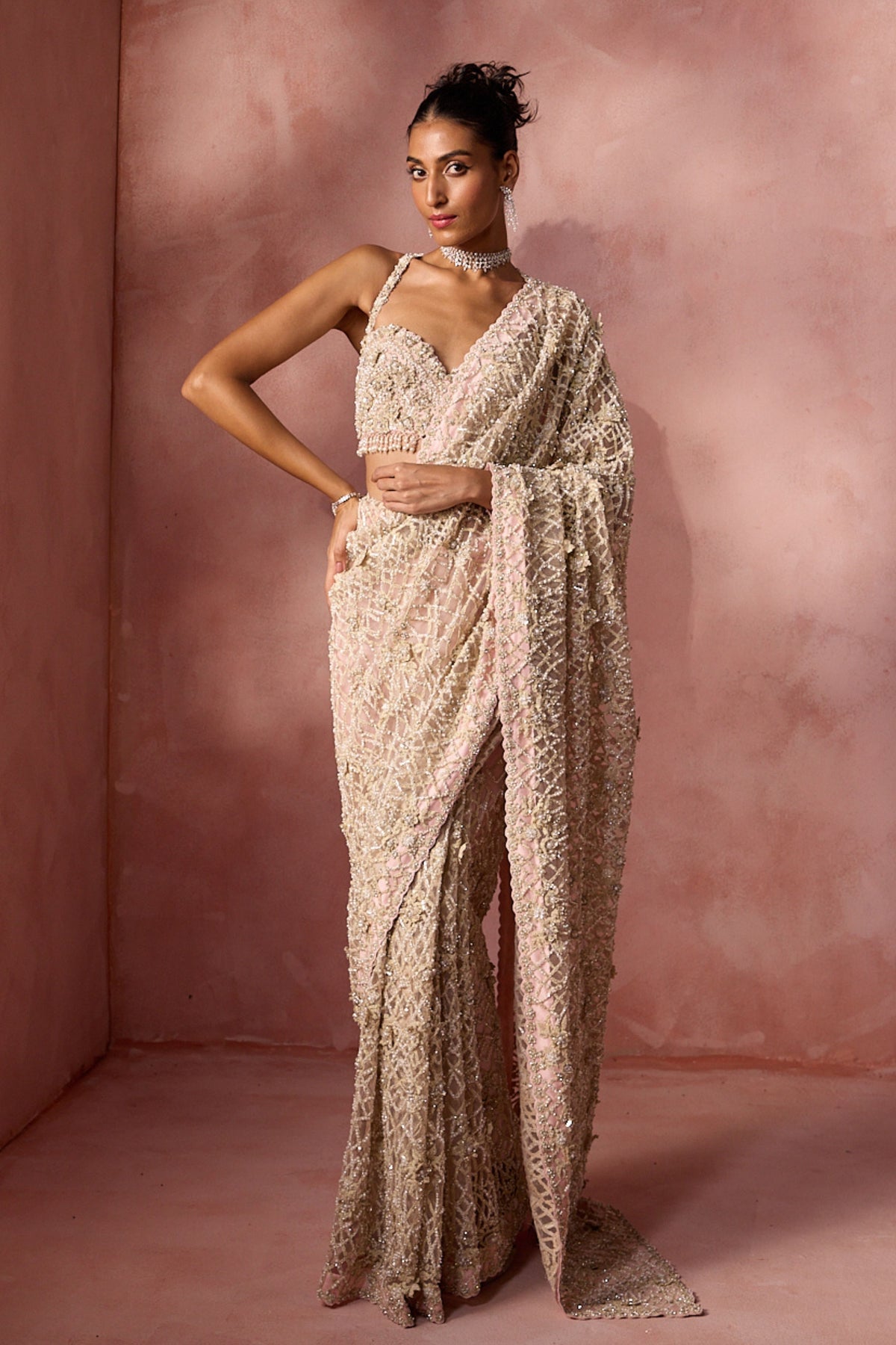 Blush Pink Saree Set