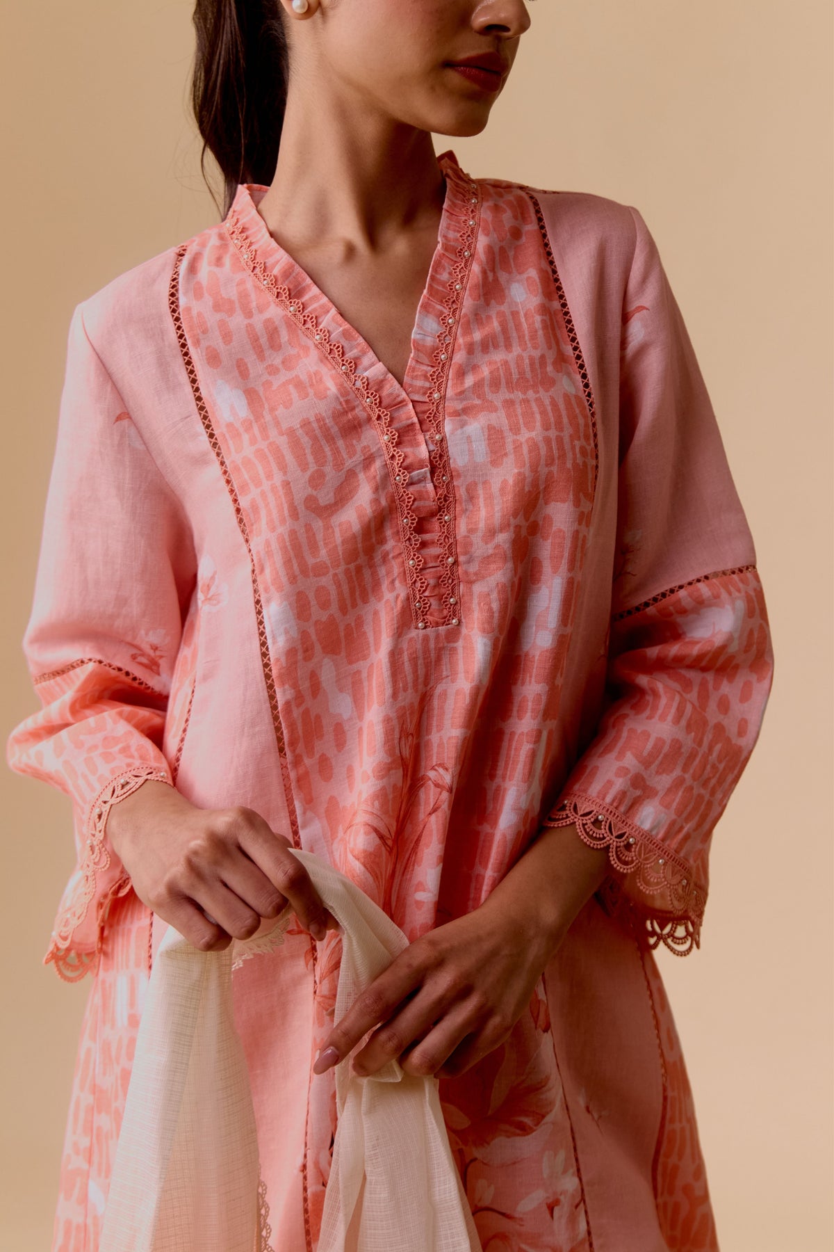 Farida Pink Print Kurta Set