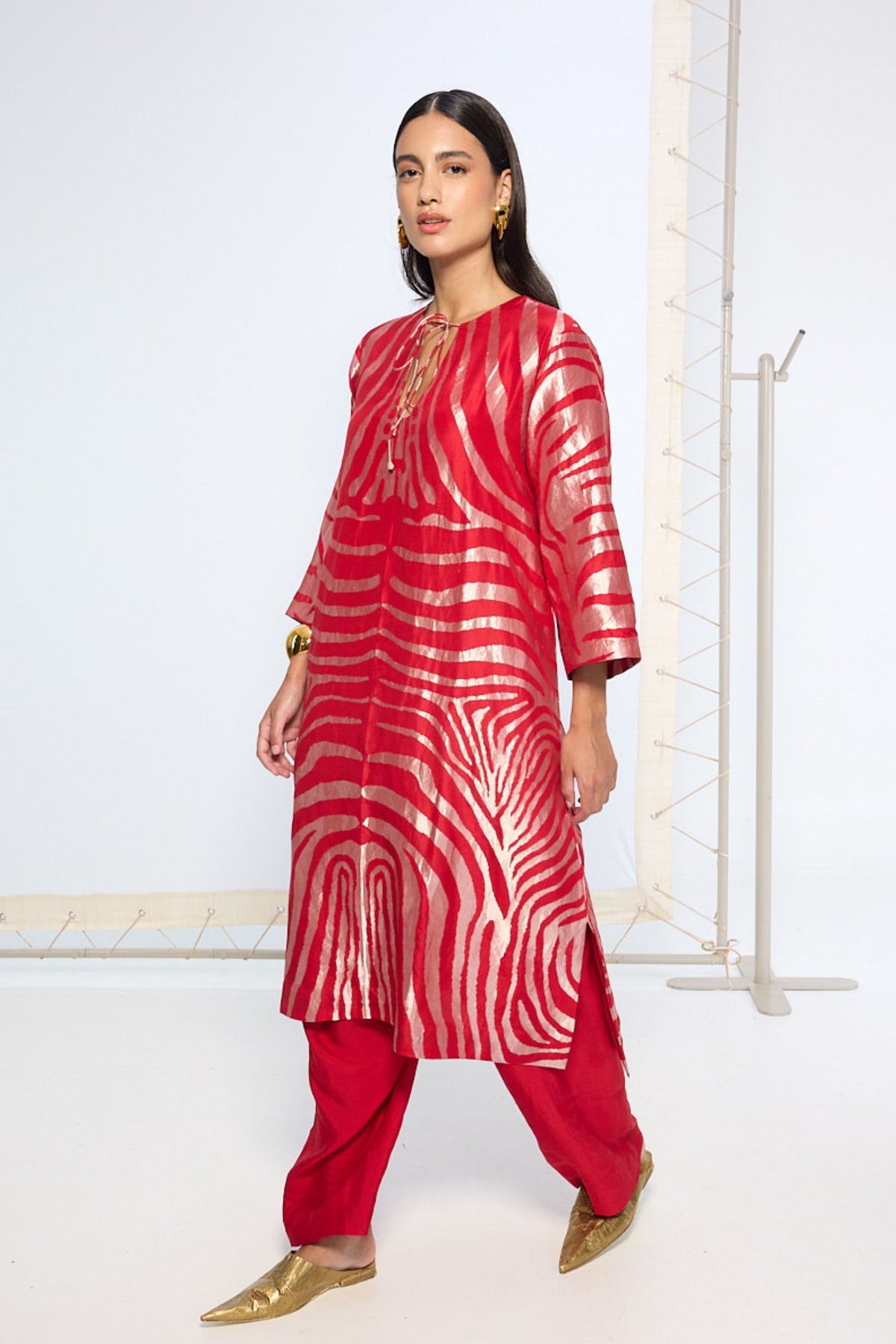 Handwoven Classic Red Kurta Set
