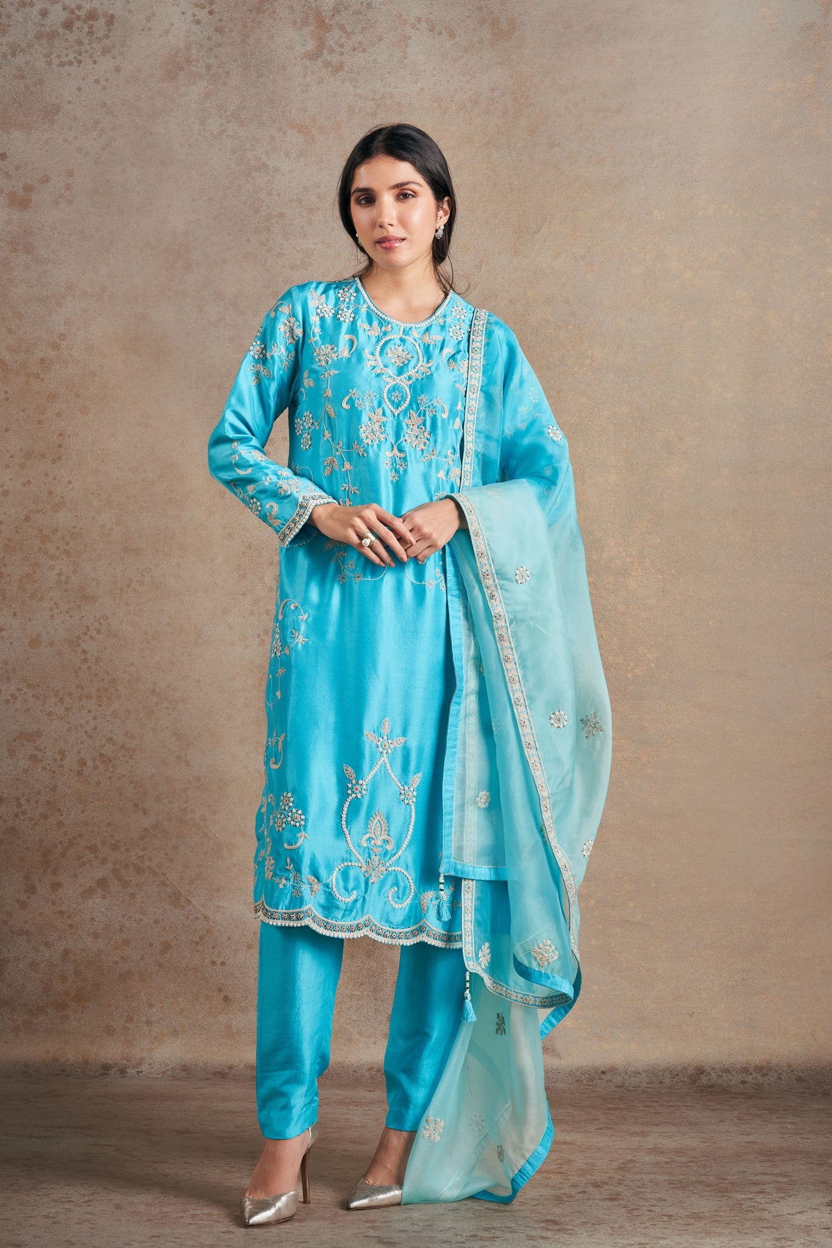 Regal Turquoise Blue Kurta Set.