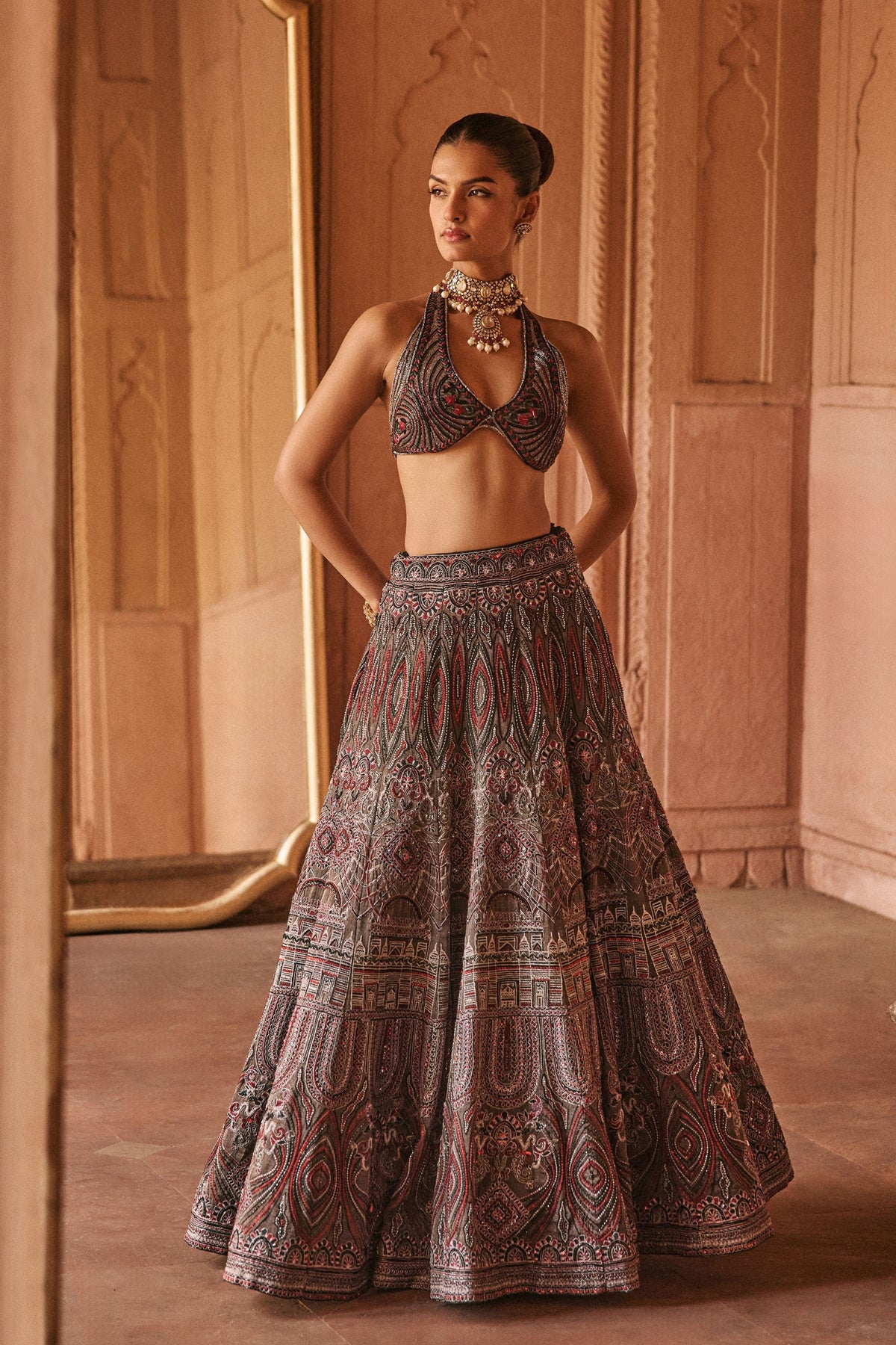Dori Embroidered black Lehenga Set