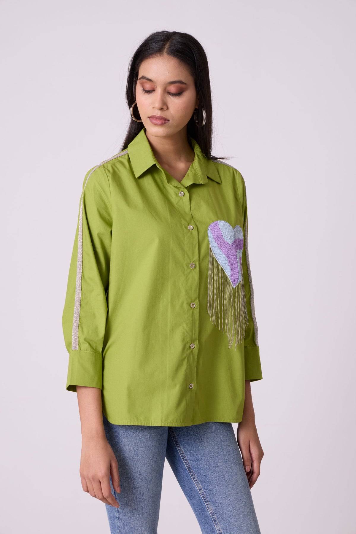 Emille Applique Matcha Green Shirt