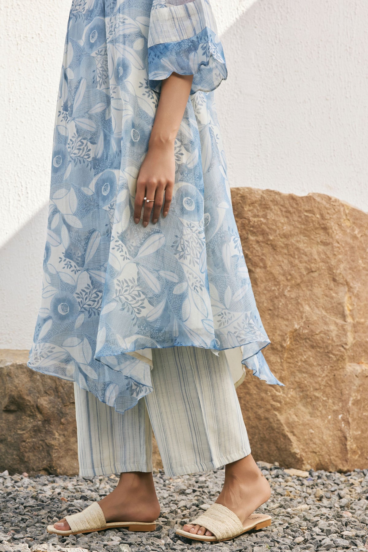 Powder Blue Pintuck Kurta