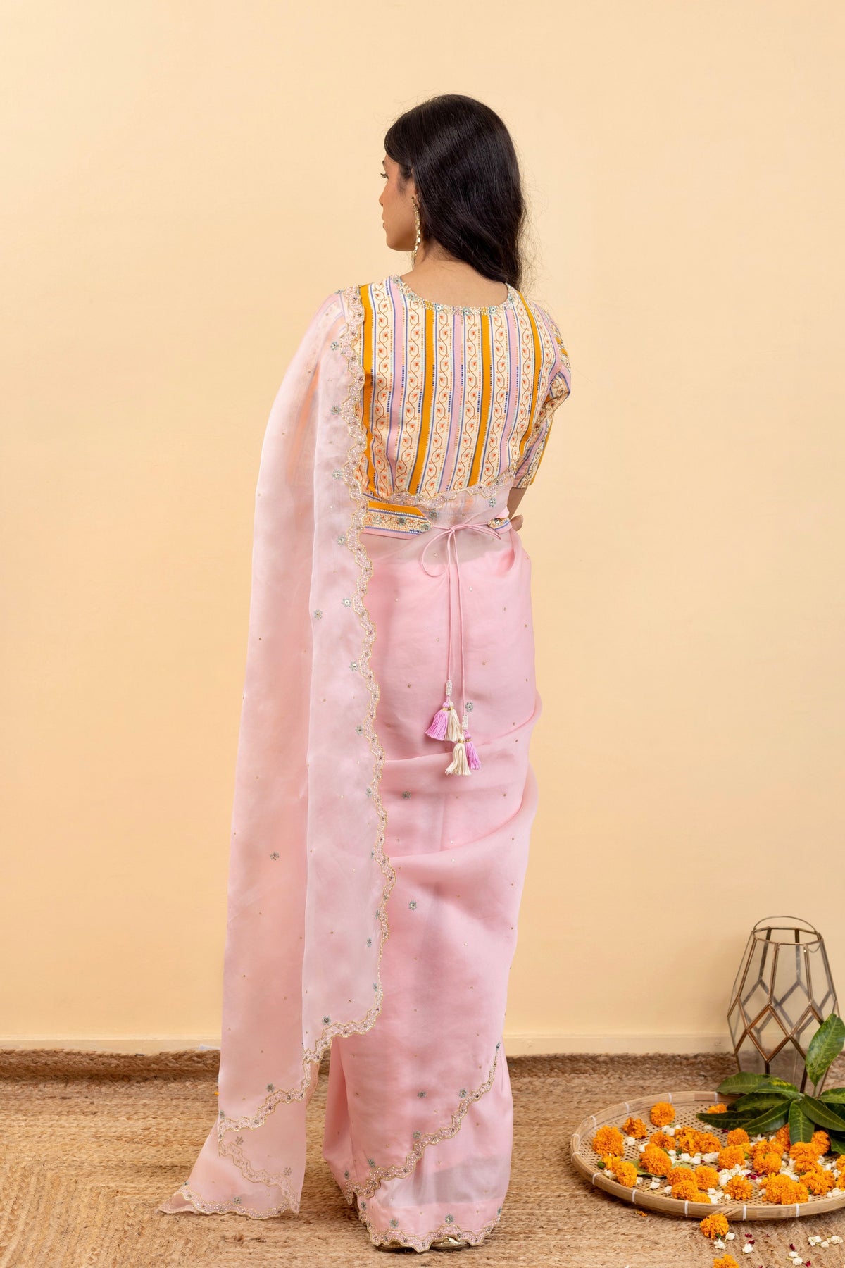 Pink Soha Cutwork Saree Blouse Set